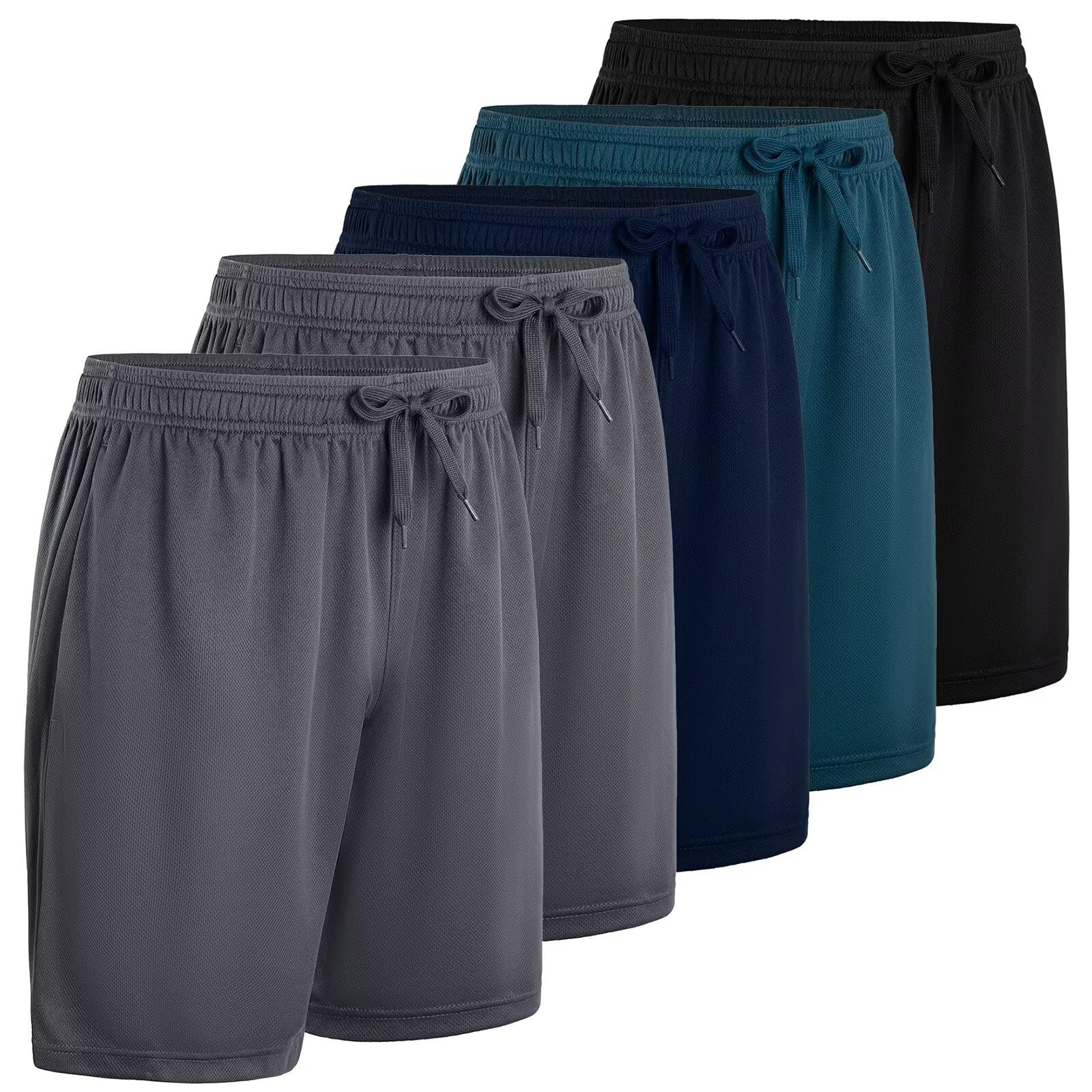 LeeHanTon Athletic Shorts Pack for Men Breathable Athletic Gym Shorts Elastic Waistband Quick Dry