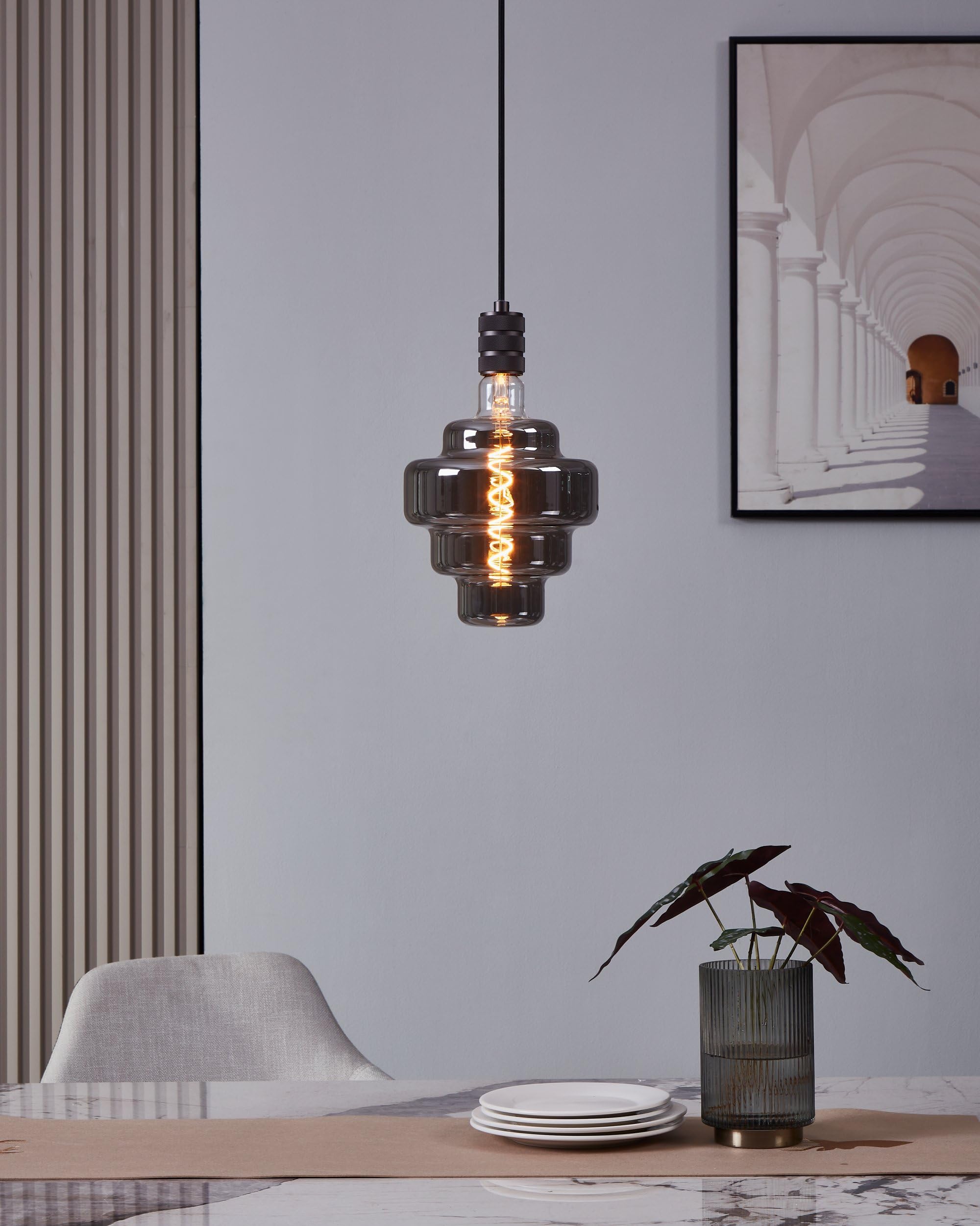 Eglo Lampadina XXL E27, dimmerabile, a spirale, stile rétro, molto | grande, in vetro fumé, 4 W, 110 lumen, luce bianca calda, 2000 K, lunghezza 29 cm