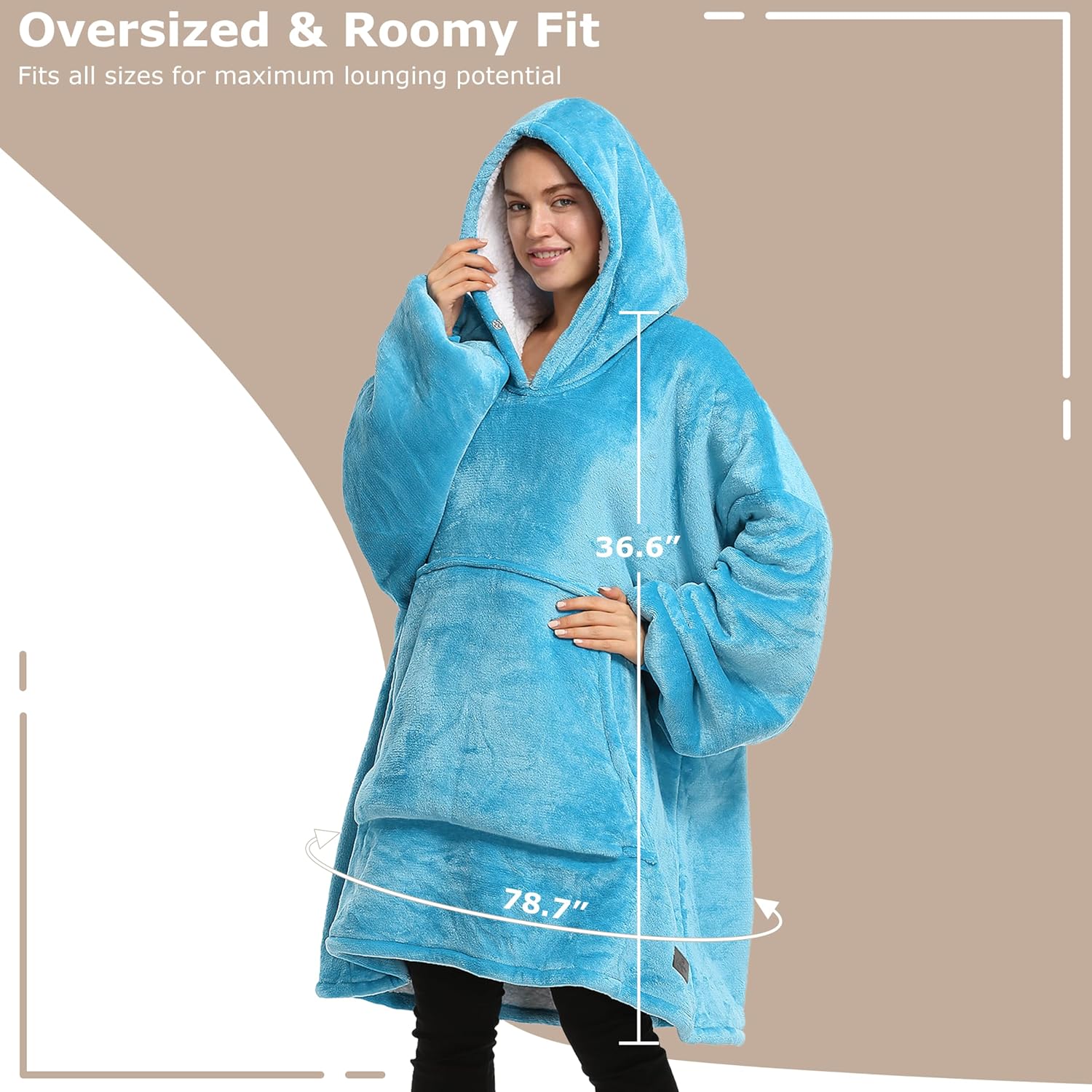 Catalonia Oversized Blanket Hoodie Sweatshirt, Wearable Sherpa Blanket Pullover, Gift for Her - Image 5