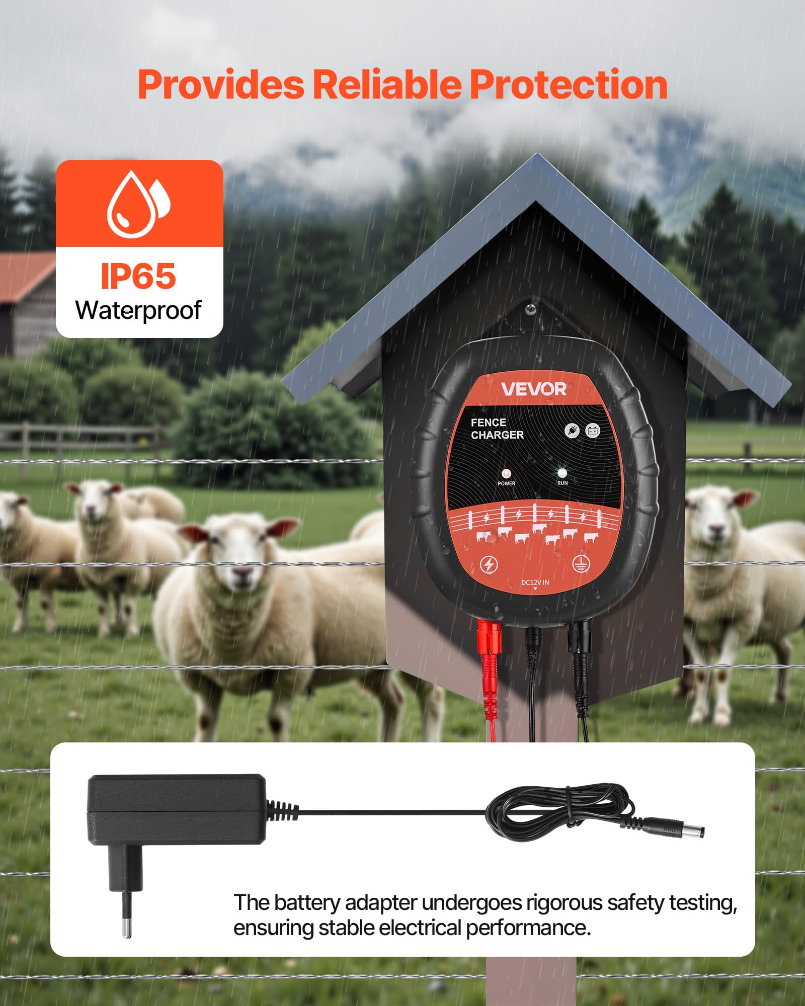 VEVOR Caricabatterie per Recinzioni Elettriche, 10 kV 1 J Elettrificatore per Recinzioni Elettriche AC/DC con Indicatore LED, Impedisce l'Intrusione di Animali Selvatici per Pollame da Allevamento