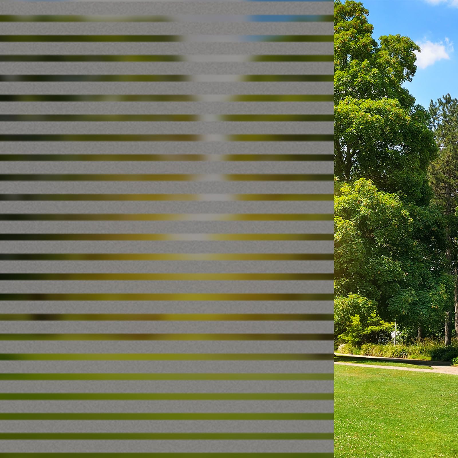 ConCus-T Película de privacidad para ventana, autoadhesiva, esmerilada, sin pegamento, película de vinilo a rayas, transferencia estática de puerta para oficina en casa, negro translúcido, 90 x 400 cm
