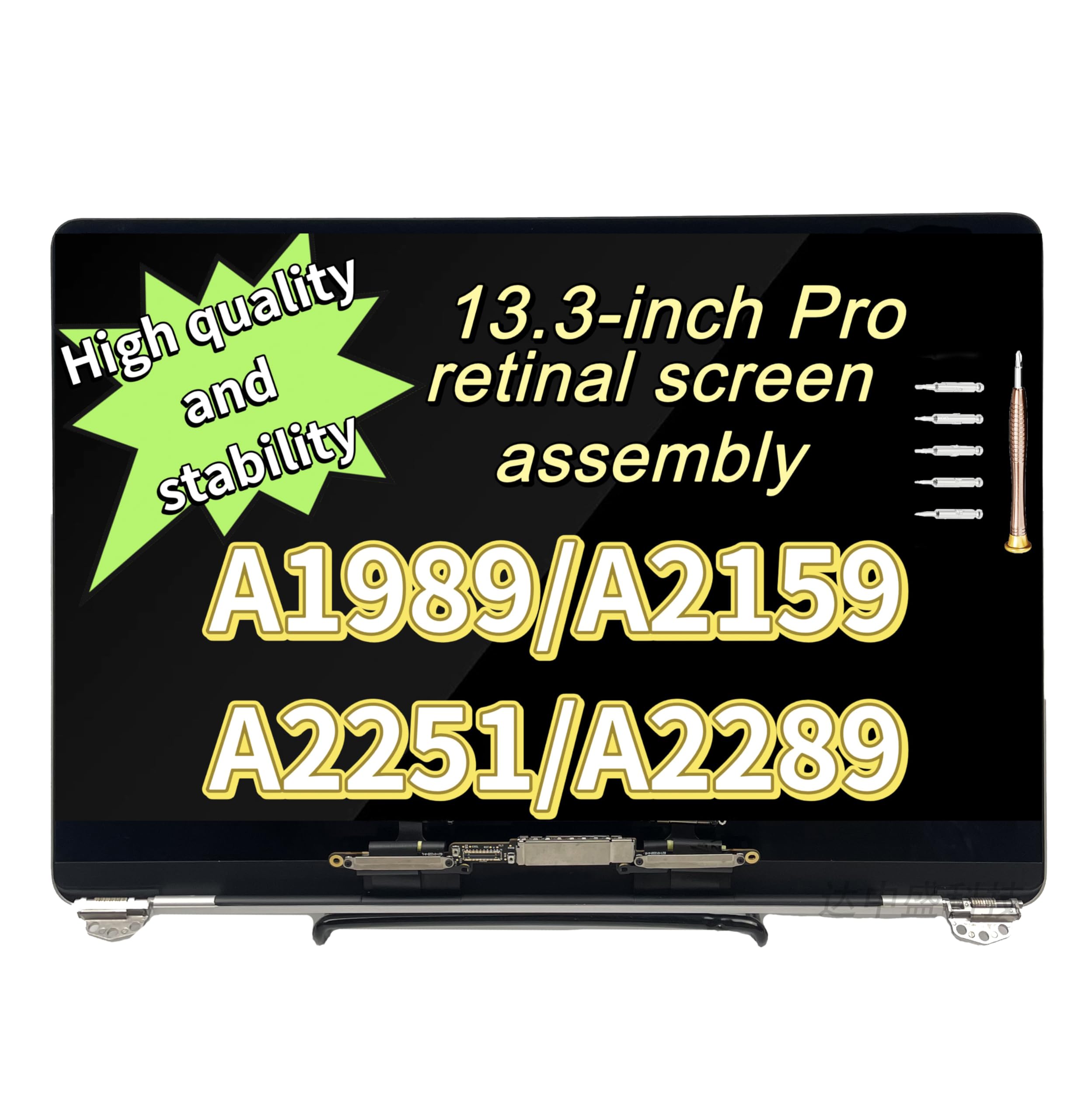 Ersatzbildschirm für MacBook Pro 13,3 Zoll A1989 A2159 Ende 2018 Mitte 2019 A2251 A2289 EMC 3214 EMC 3358 EMC 3301 Retina Full LCD Display Assembly 2560 x 1600 (grau)