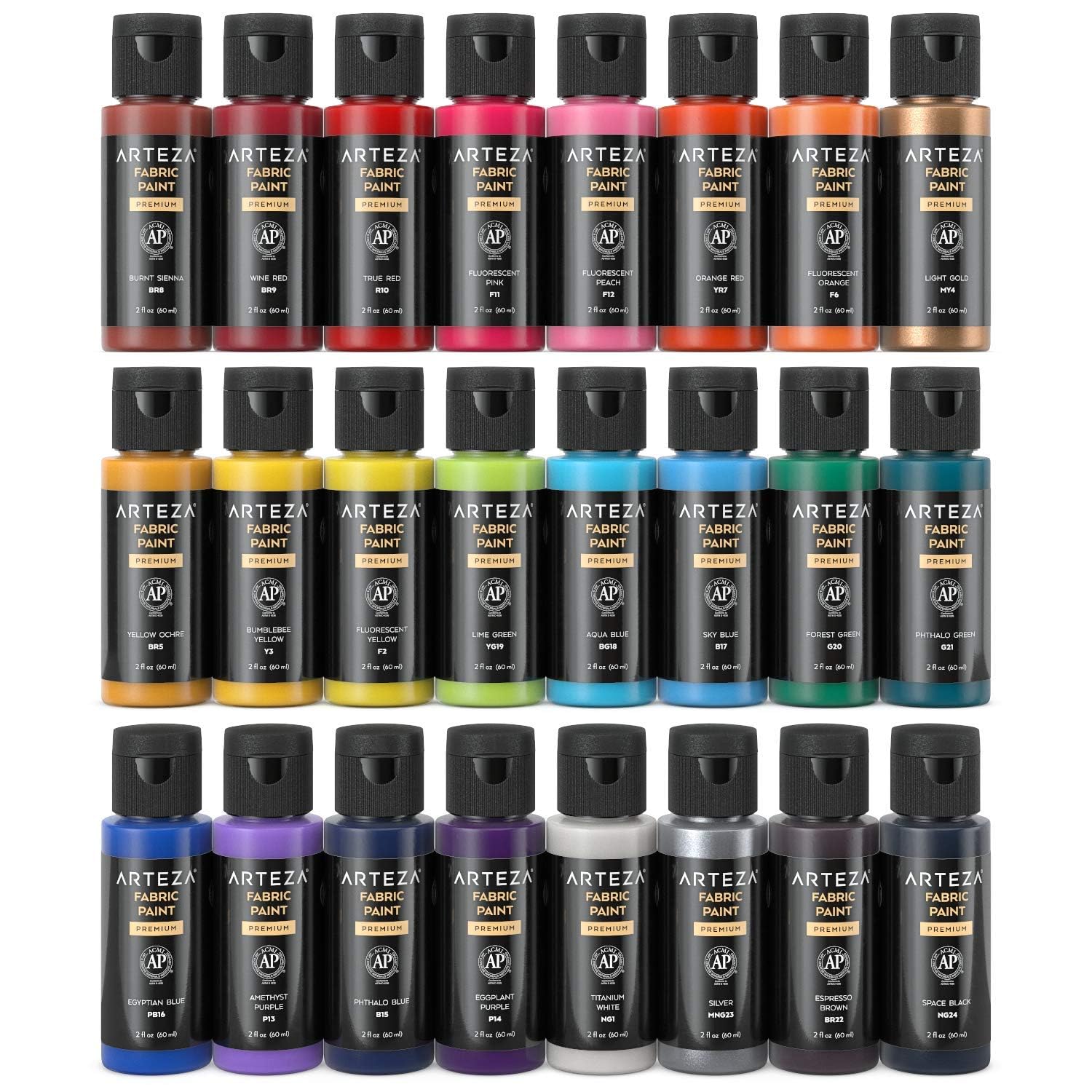 Amazon.com: ARTEZA Fabric Paint, Set of 24, Permanent Paint