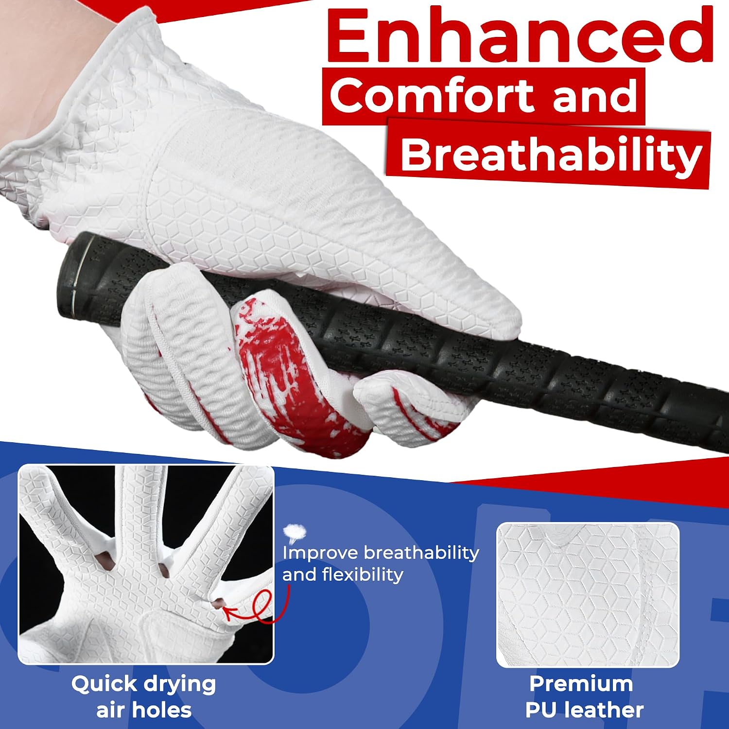 HANDLANDY Youth Golf Glove, Left Hand Kids Golf Gloves for Junior Toddler Boys Girls