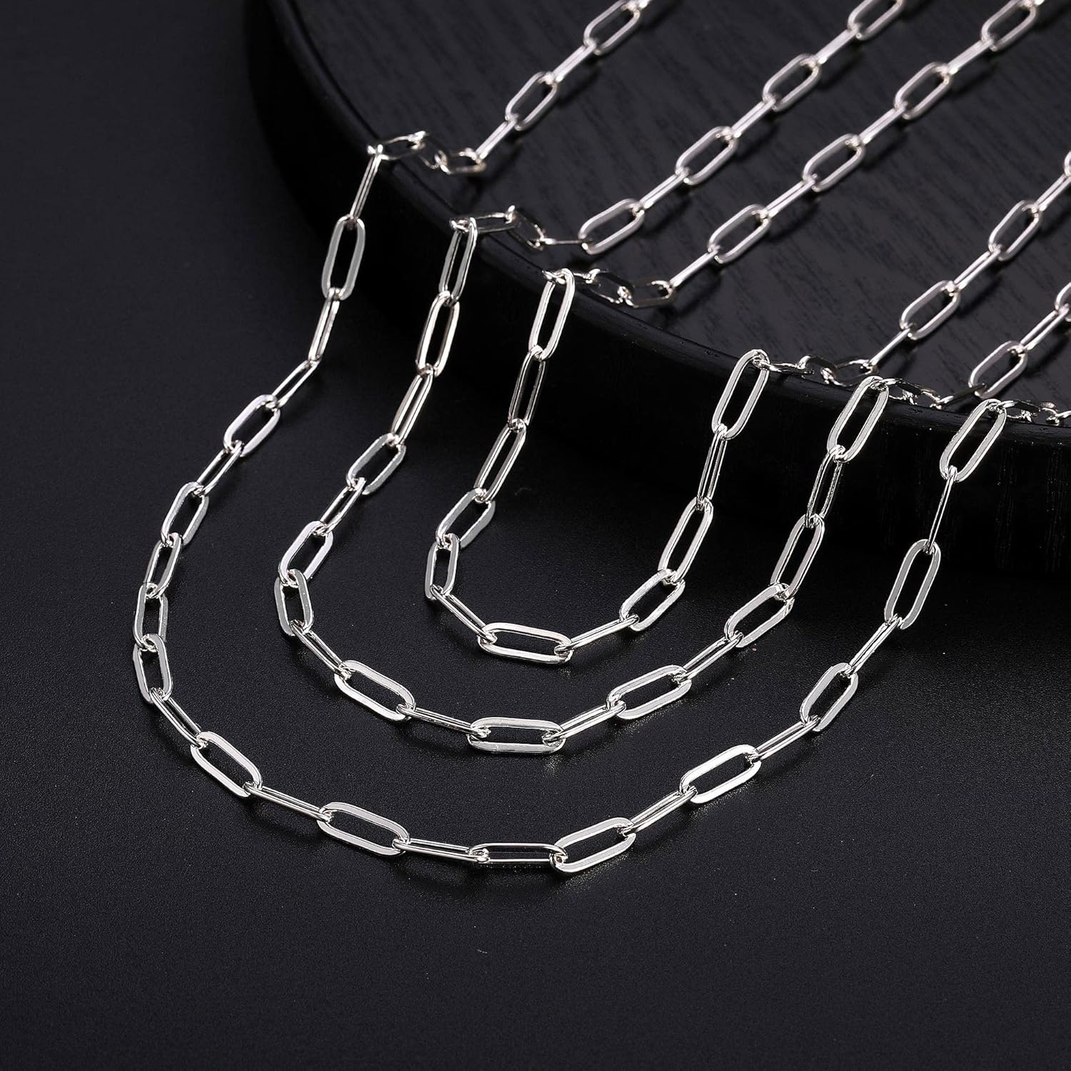 Hadoken 925 Sterling Silver Clasp 3/4/5mm Paperclip Link Chain Necklace for Women Diamond Cut 16/18/20/22/24/26/30 Inch - Image 6