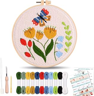Harimau Punch Needle Kit Owl Pattern,1Pc Embroidery Hoop, Essential Punch Needle Supplies,Ideal Punch Art for Beginners,DIY Adults Embroidery, Video Teaching