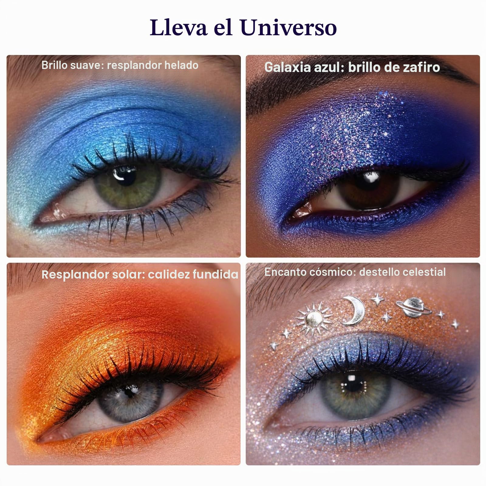 TINTARK Paleta de sombras de ojos Galactic Assemble de 14 colores, sombras de ojos metalizadas con purpurina, verde, azul, morado, marrón, crema desnuda, paleta de maquillaje, Galaxy Schminke Create