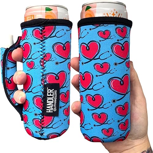 Lit Handlers Soporte delgado para latas Funda para latas de 12 onzas de alto para bebidas delgadas Material de neopreno aislado enfriador y