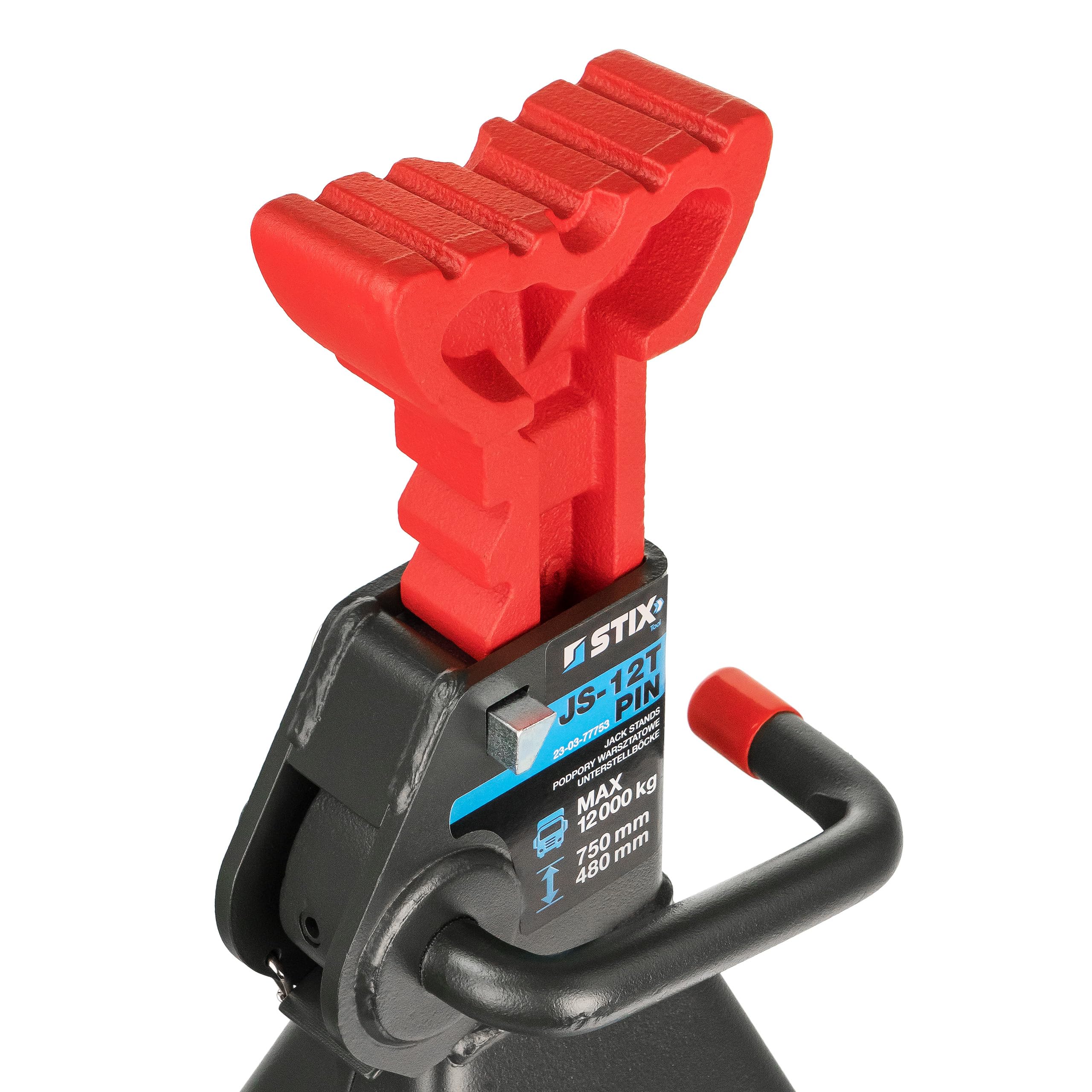 STIX Lot de 2 tréteaux 12T avec goupille de sécurité | Béquille de levage 480-750 mm, hauteur réglable à 13 niveaux, support de cric pour camionnette, camion, atelier
