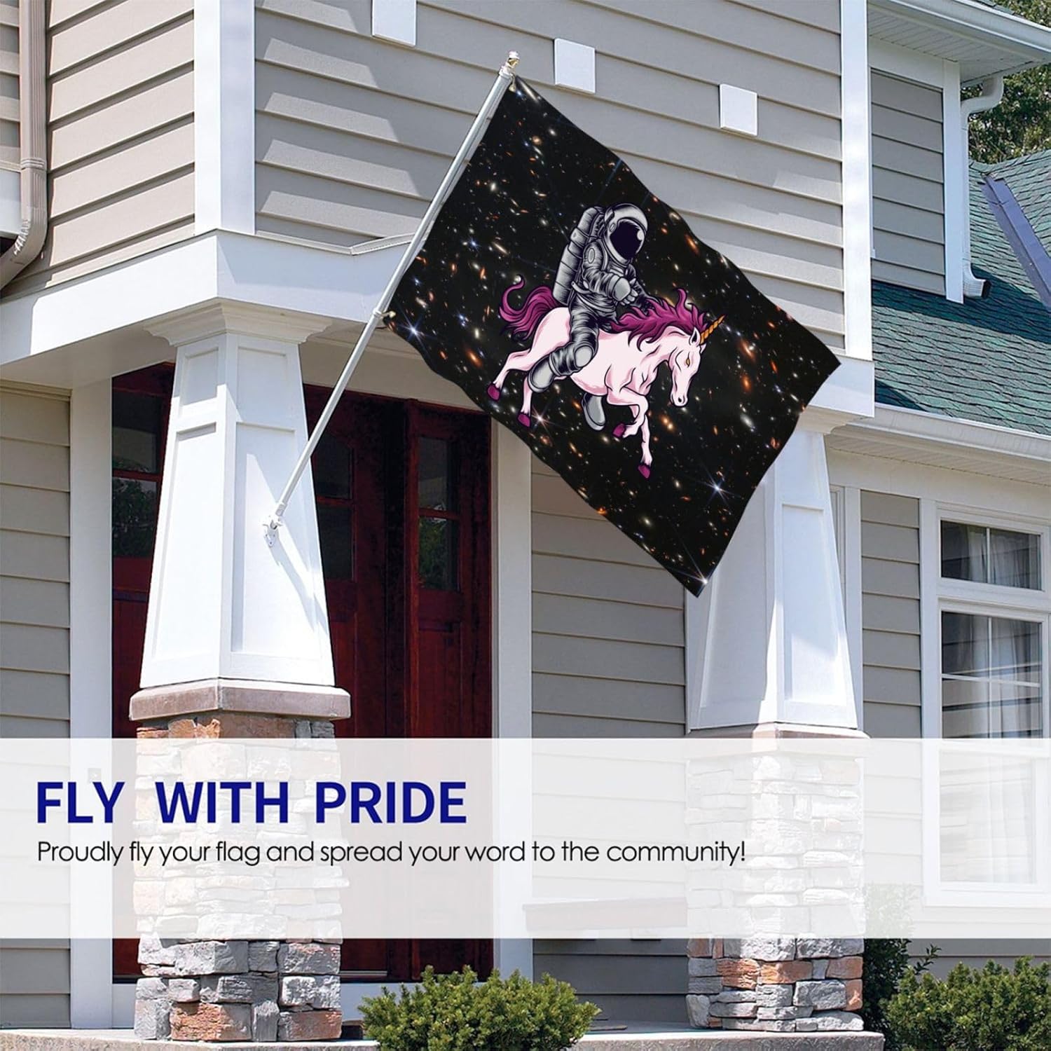 Astronaut Unicorn Flag 3x5 Ft Outdoor Indoor With Grommet Garden Yard Banner Decorative Sign - Image 4