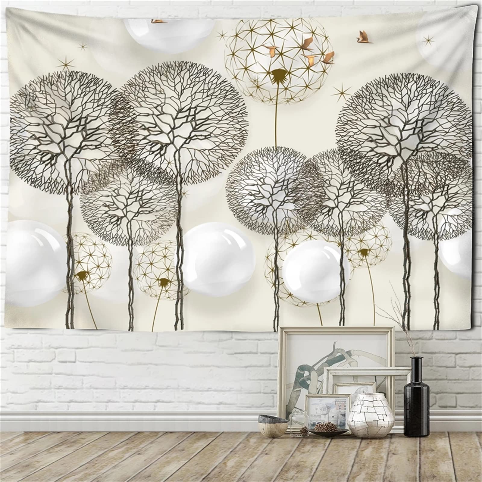 Tapiz de pared psicodélico y colcha decorativa de poliéster con estampado de diente de león 7