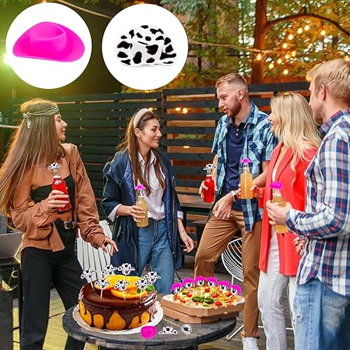 Miniatura 5 de 20 piezas de decoración de pastel de fiesta de discoteca de vaquera, decoraciones de fiesta de discoteca de los años 70 para suministros de fiesta