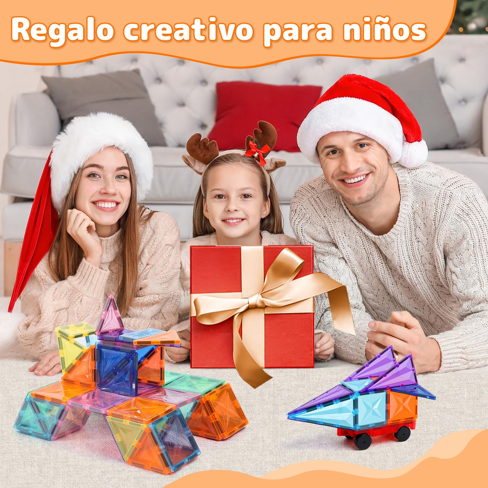 Bloques de Construcción Magnéticos, Set de 100 Piezas de Bloques Magnéticos, Juguetes Educativos de Construcción Magnética, Cumpleaños para Niños de 3+ Años