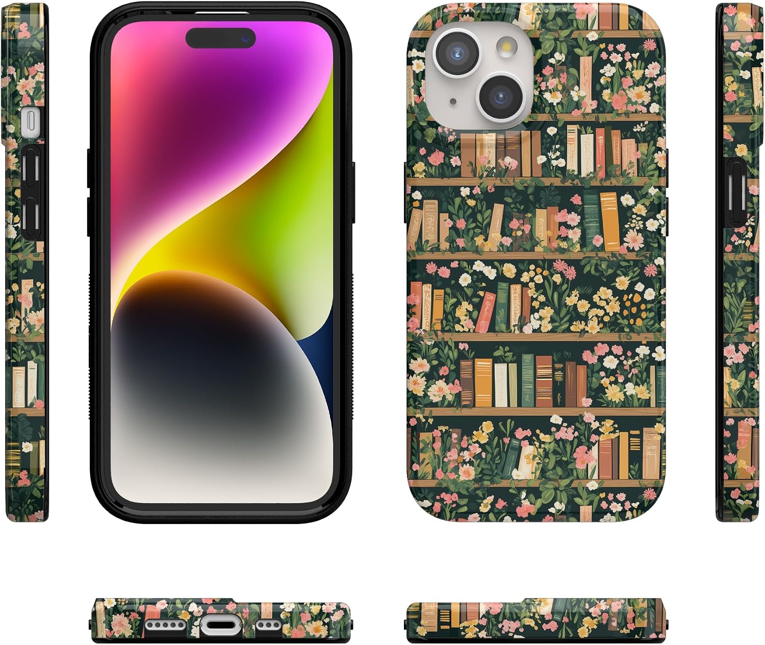 Casely iPhone 15 Plus Case | Book Nook | Floral Library | Compatible with MagSafe | Classic Ultra Slim Design
