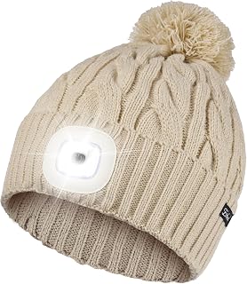 Etsfmoa Unisex Winter Beanie with The Light,Gifts for Men and Women,USB Rechargeable Headlamp Hat