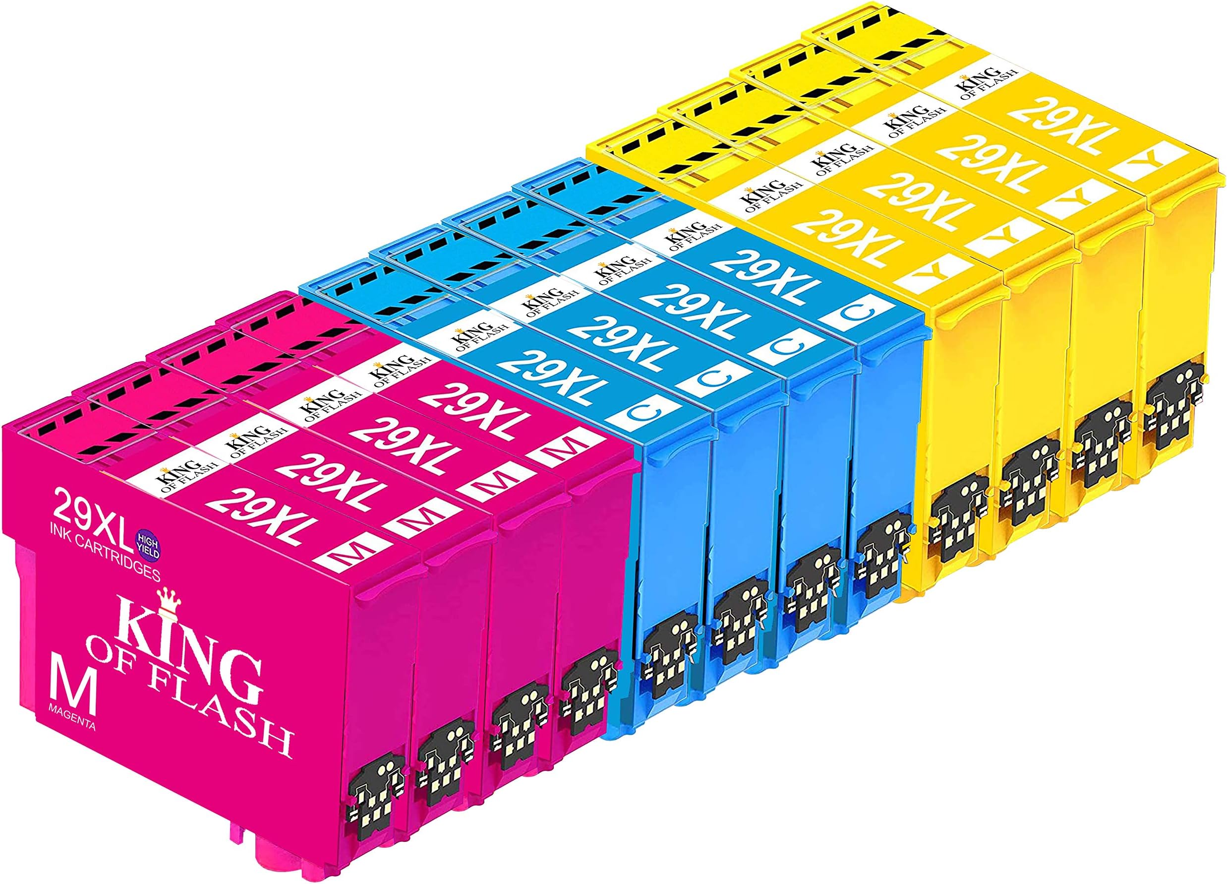 King of Flash Compatible 29XL Ink Cartridges For Epson Expression Home XP-235, XP-245, XP-332, XP-335, XP-342, XP-432, XP-435, XP-442, XP-445, XP-247, XP-345, XP-455, XP-352-4 Cyan 4 Magenta 4 Yellow