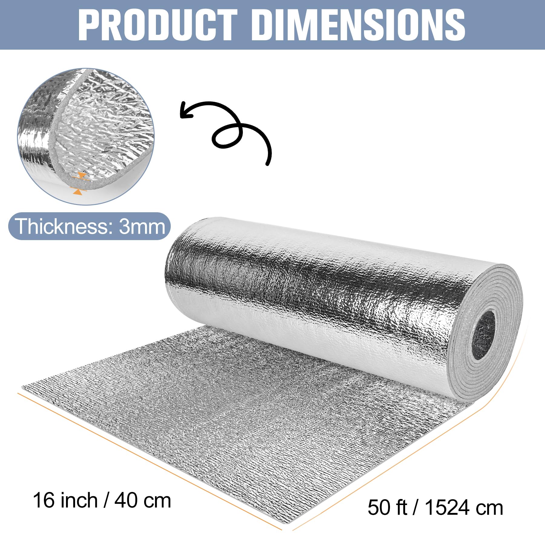 Reflektierende Isolierrolle, Schaumstoffkern, Strahlungsbarriere, doppelte reflektierende Aluminiumfolie, Isolierfolie, Thermoschutz für Winter, Wohnmobil, Fenster, thermisch, Kälteisolierung,