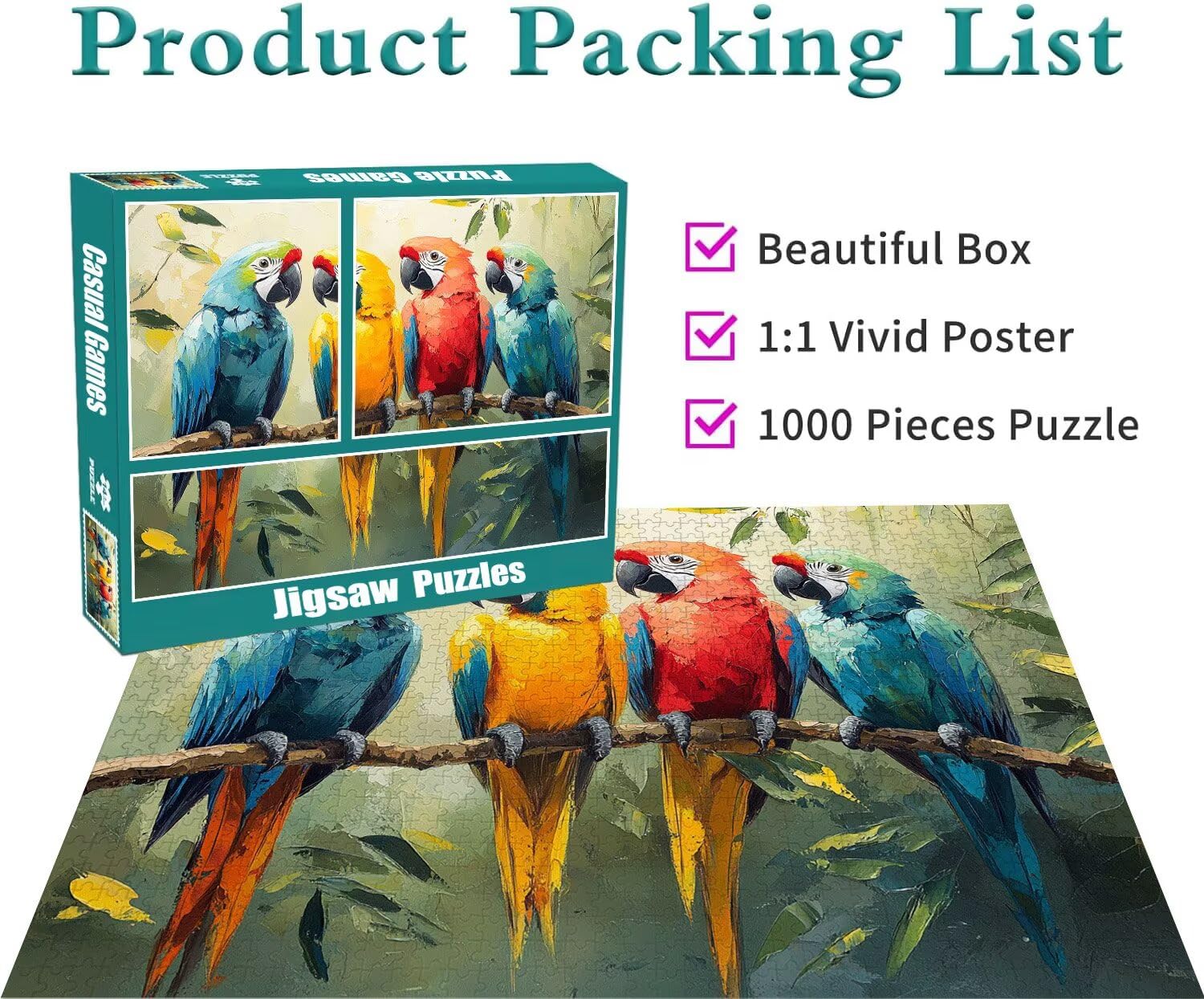 Puzzle Erwachsene 2000 Teile Papagei Vogel Educa Jigsaw für Kinder ab 8 Jahren Mädchen Jungen, Erwachsene Impossible Klassische Puzzles Schwer, Anspruchsvoll Spielspaß, Als Geschenke 70x99cm t-978