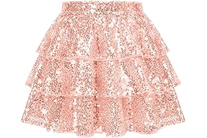 Girls Ruffle Skirt Elastic Waist Sequin Skirt for Parties