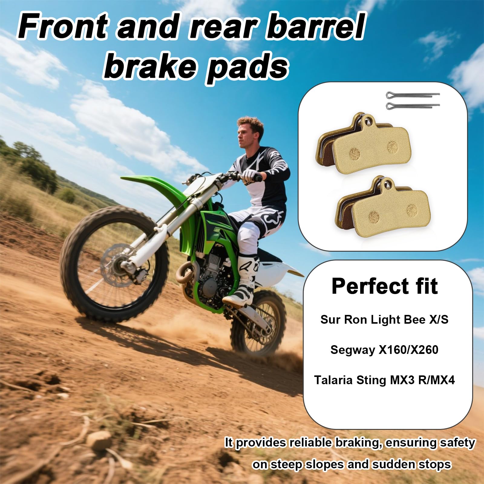 2pz Pastiglie Freno Anteriori e Posteriori, Metallo Pastiglie Freno a Disco Ricambio per Surron Light Bee X/S Segway X160 X260 Talaria Sting R MX3 MX4 Ricambi Moto Cross Elettriche Accessori