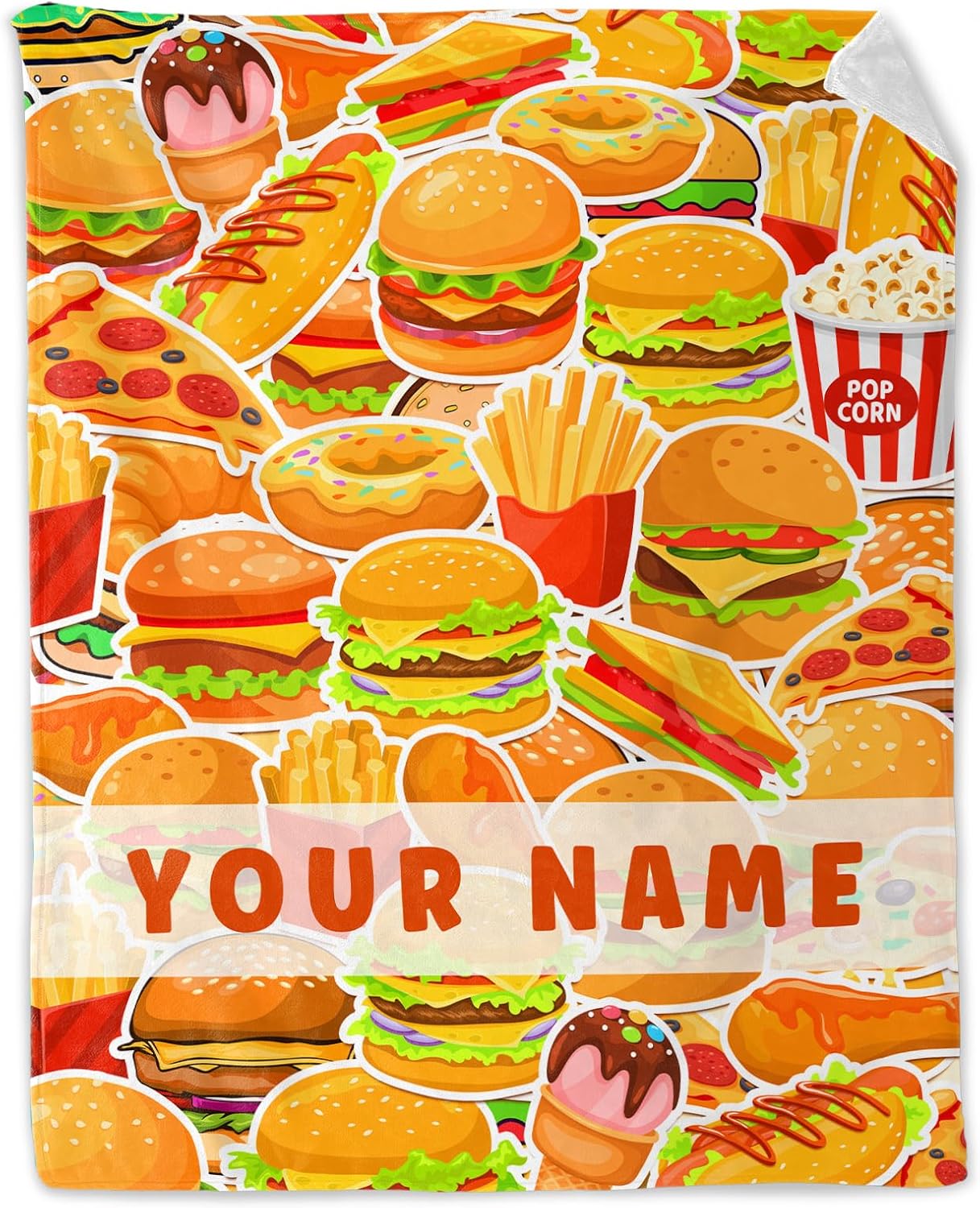 Custom Hamburger Blanket for Teen Girls - 50" x 60" Inches Funny Hamburger Throw Blankets for Adults - Black Soft Cozy Throws for Couch, Bed & Travel