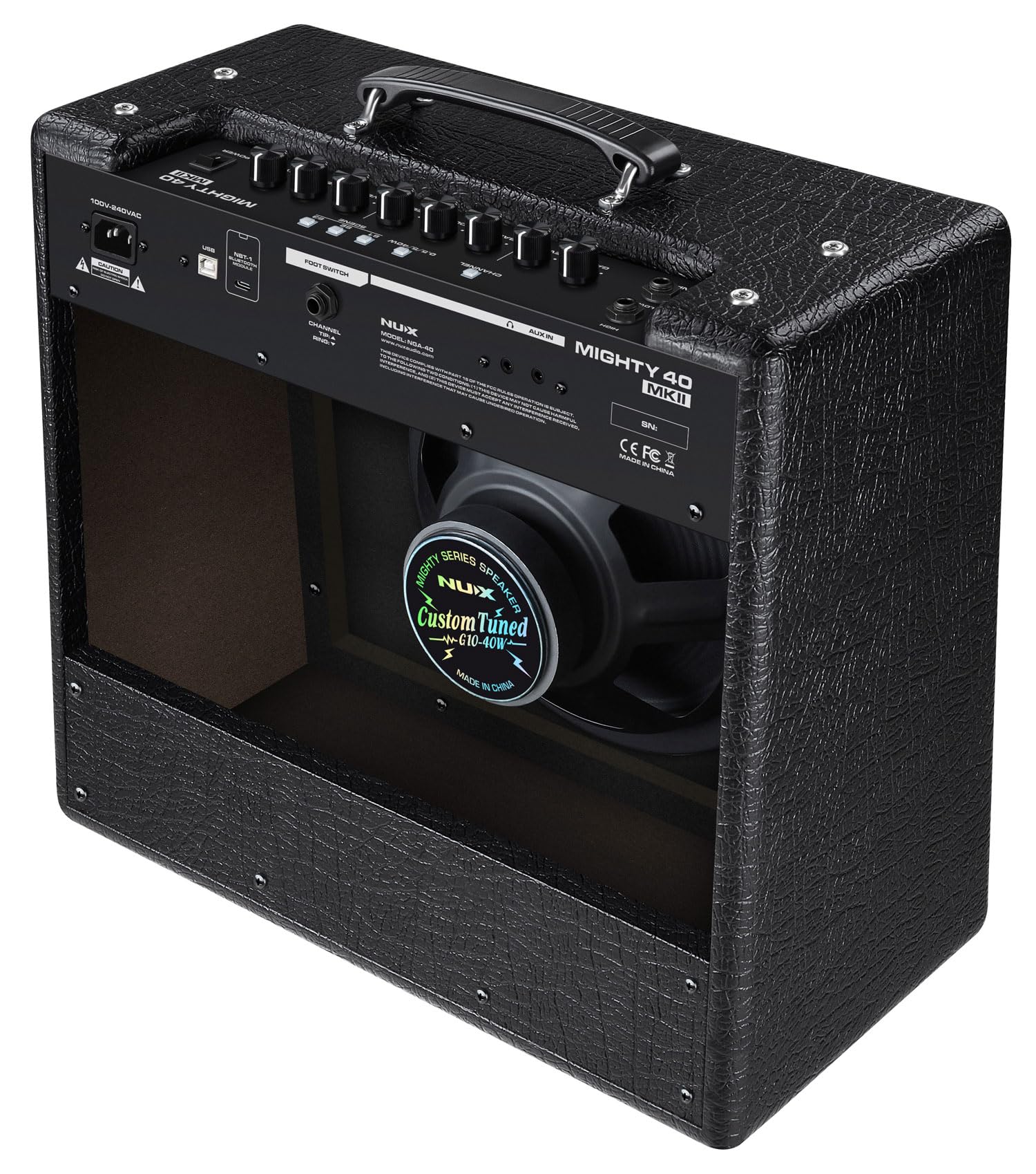 NU-X Mighty 40 mkII - Amplificador de Guitarra con Efectos | Amplificador de Modelado portátil de 40 W, Bluetooth, Interfaz USB y máquina de Tambor para Guitarras eléctricas, práctica y grabación