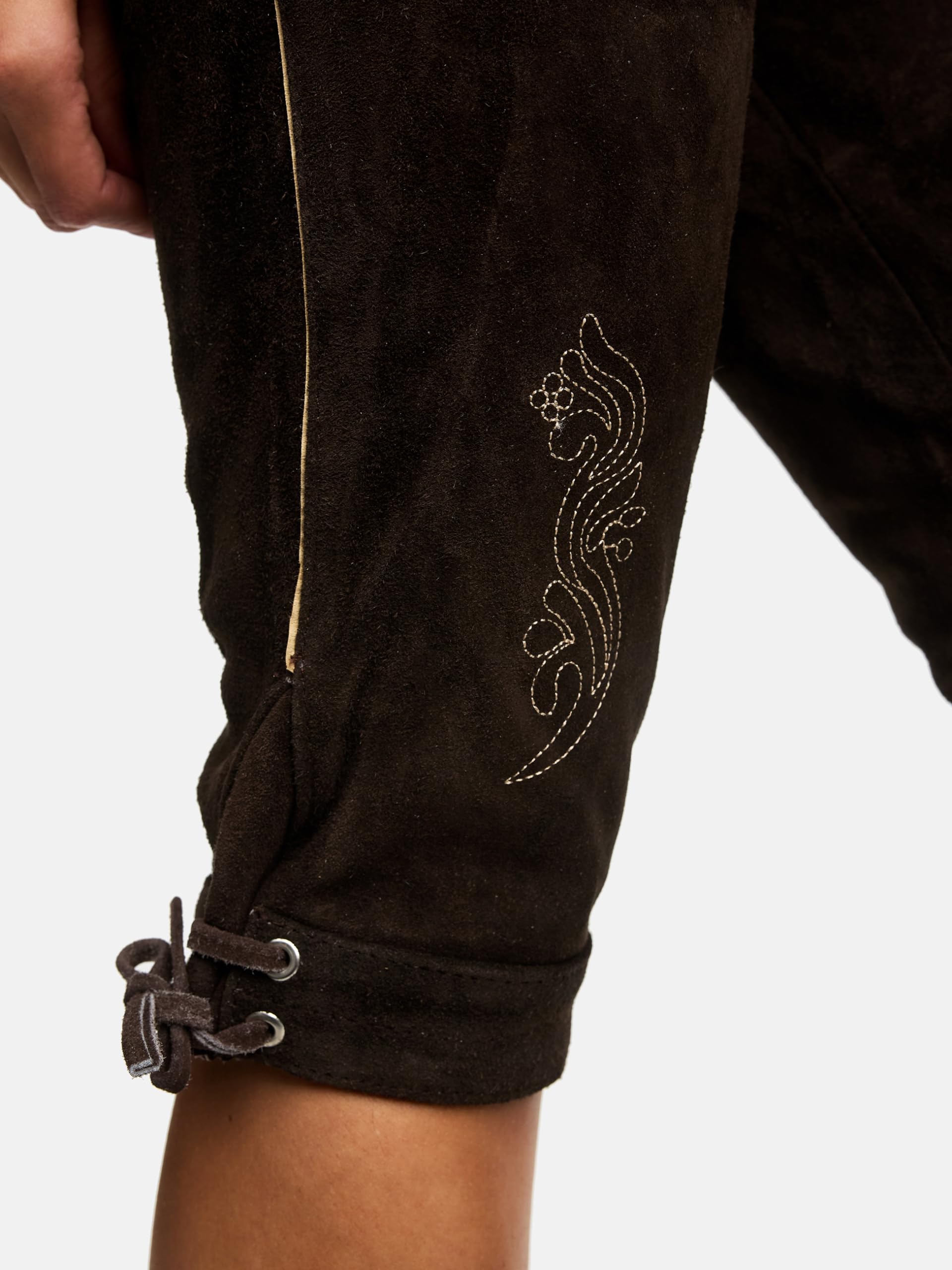 Steigenhöfer Lederhose Damen Tracht Shorts Kniebund - 100% Rindsleder - Clara - Traditionelle Kurze Hose für Frauen - Inklusive verstellbaren Trägern - Dirndl Alternative