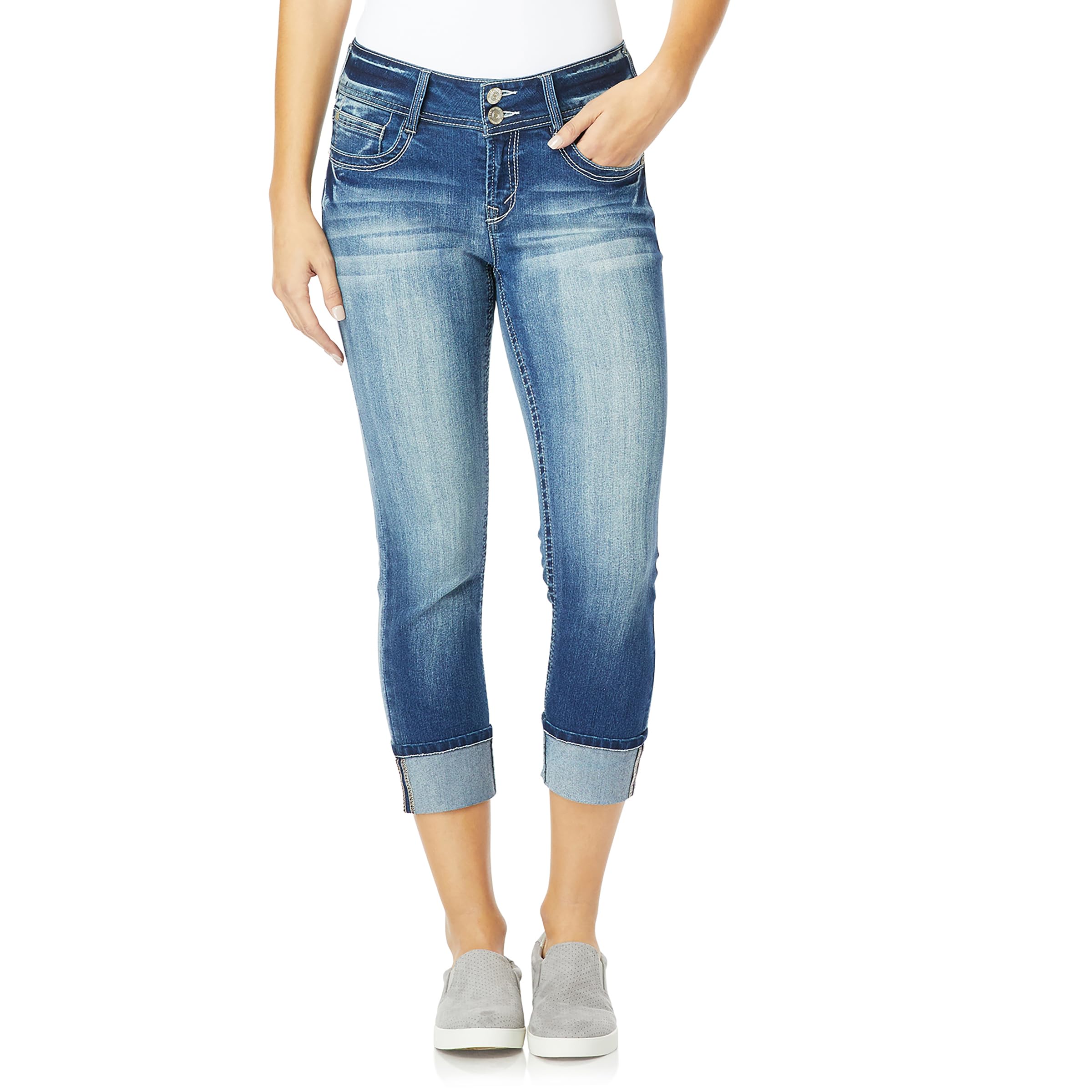 WallFlower Women's Juniors Luscious Curvy Crop/Capri Jeans - Blue - 13