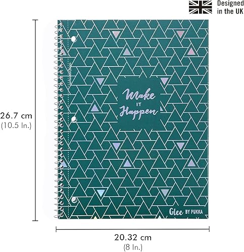 Miniatura 3 de Pukka Pad, Glee - Cuadernos encuadernados en espiral de un solo tema con 100 páginas de 3 papel rayado perforado de 80 GSM con bordes perforados,