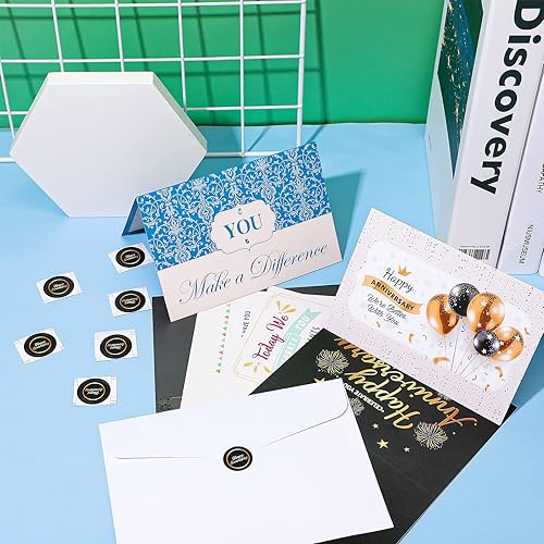 Miniatura 3 de Juego de 48 tarjetas de aniversario con sobres calcomanías redondas tarjetas de felicitación de aniversario de trabajo tarjetas de felicitación en