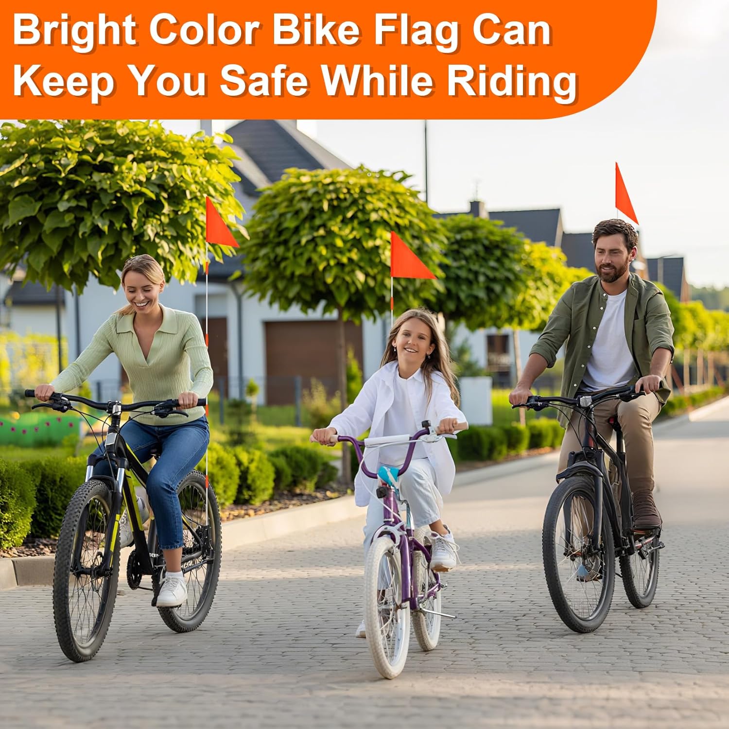 Bike Safety Flag with Pole - 5.5 Ft 8.3x11 Inch Adjustable Waterproof Orange Bike Flag with Bicycle Mounting Bracket, Durable Fiberglass Pole, Suitable for Bicycles, Trailers, Wheelchairs - Image 2