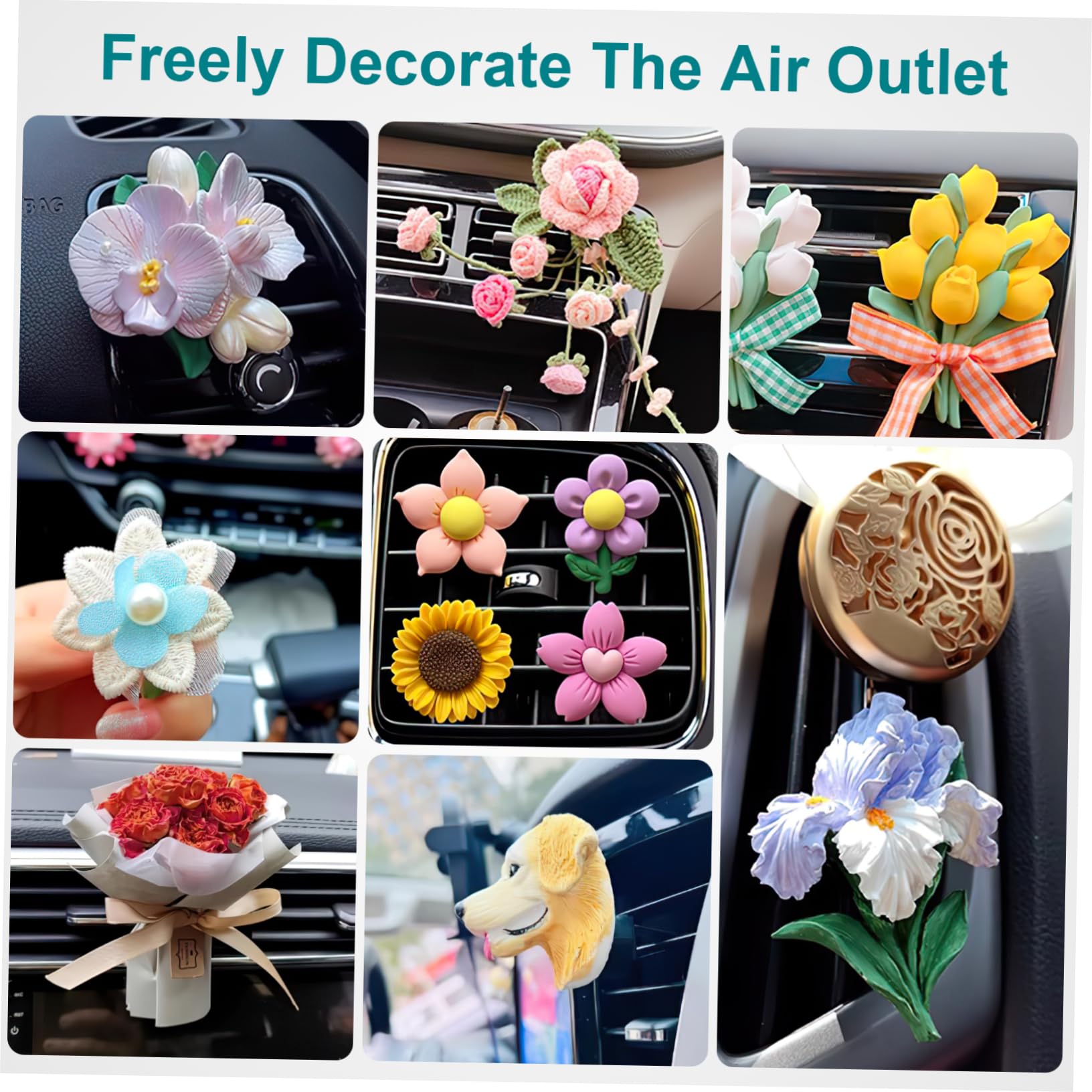 Clip Accessori Solidi 100 Pezzi per Bocchetta di Ventilazione Auto in Metallo e Plastica per Deodorante e Profumo Auto, per Decorazione Interna e Fai-da-te