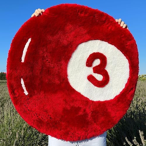 Beyond Deco Alfombra redonda de 8 bolas de área para dormitorio, 35 pulgadas de largo x 35 pulgadas de ancho, decoración estética de habitación,