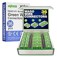 Vista 1 de WAGO 221 Series Green Range 36 conectores de cable de empalme compactos, incluye (16 tuercas de palanca 221-422) (12 x 221-423) (8 x 221-425)