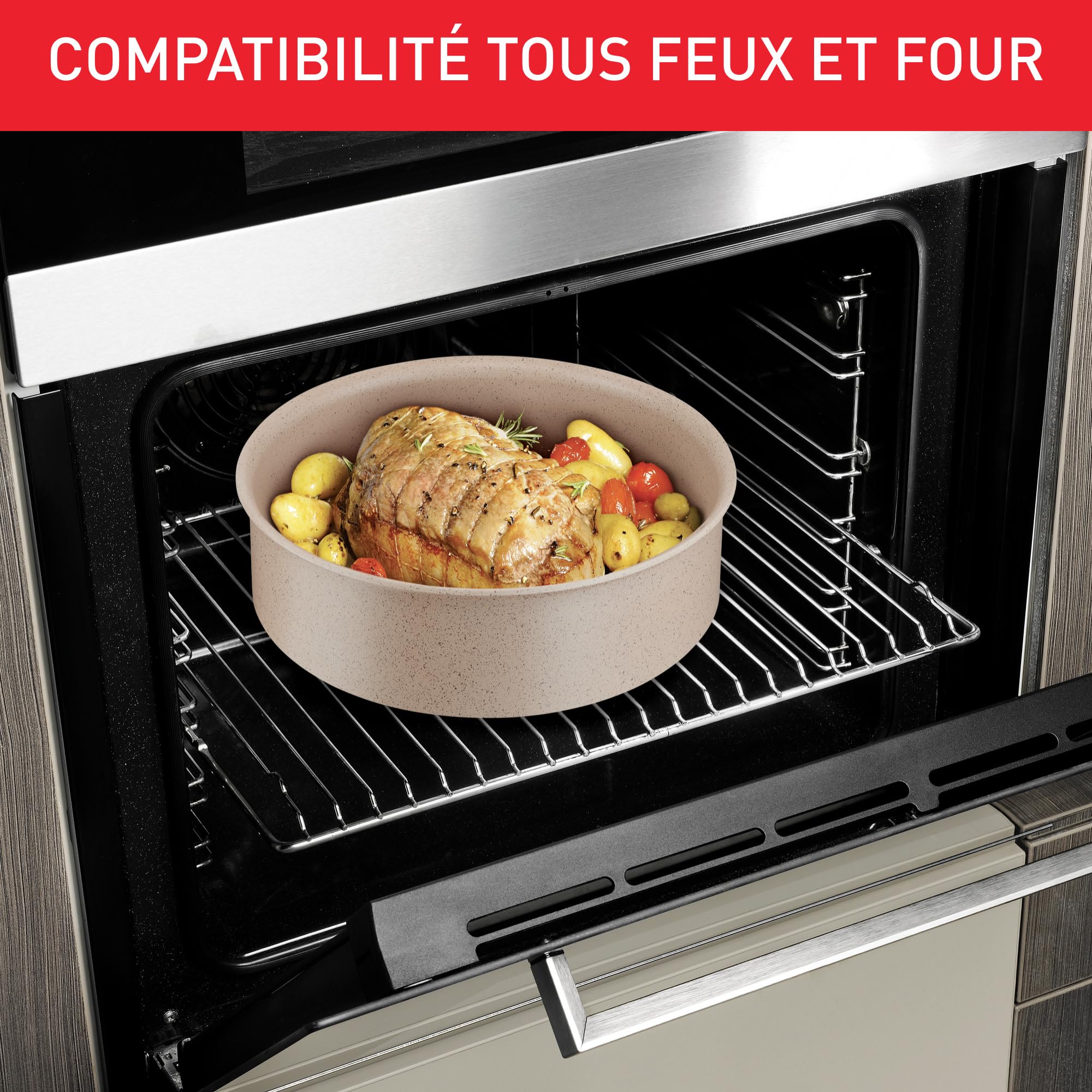 Tefal Ingenio Delight, Poêles 24cm et 28cm, Casserole 18cm, Poignée amovible, Antiadhésif, Corps aluminium 100% recyclé, Tous feux, L7839102