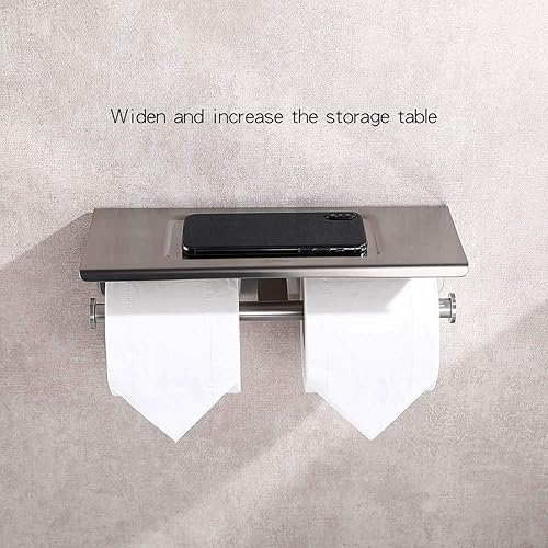 Miniatura 4 de Soporte de papel higiénico con estante de níquel cepillado SUS304 Estante de pañuelos de acero inoxidable para baño y cocina, moderno soporte de