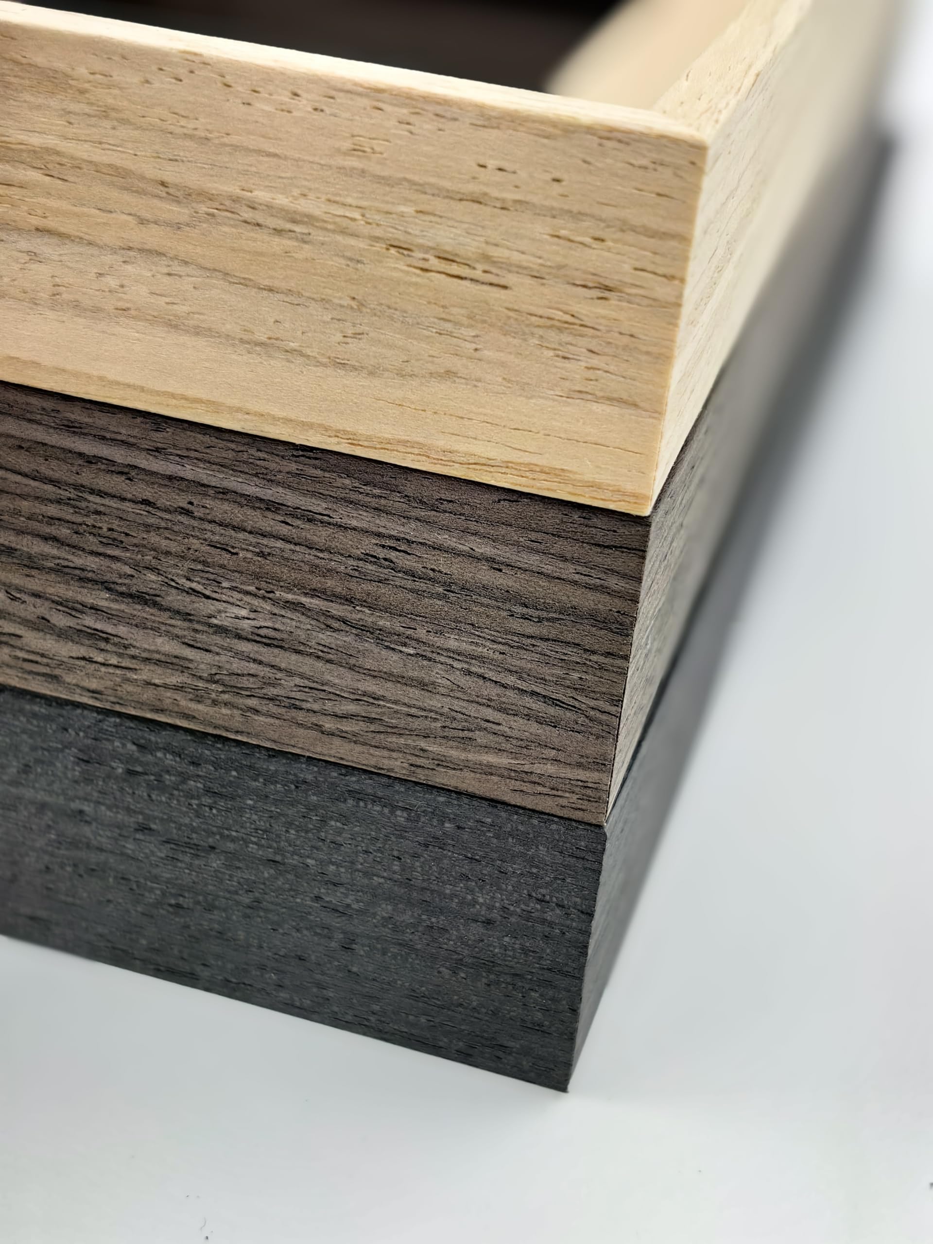 Cadre flottant à motif grain de bois massif pour œuvres d'art de 40,6 x 50,8 cm, profondeur de 2,2 cm et espace de 0,3 cm, cadre flottant en toile en bois massif véritable