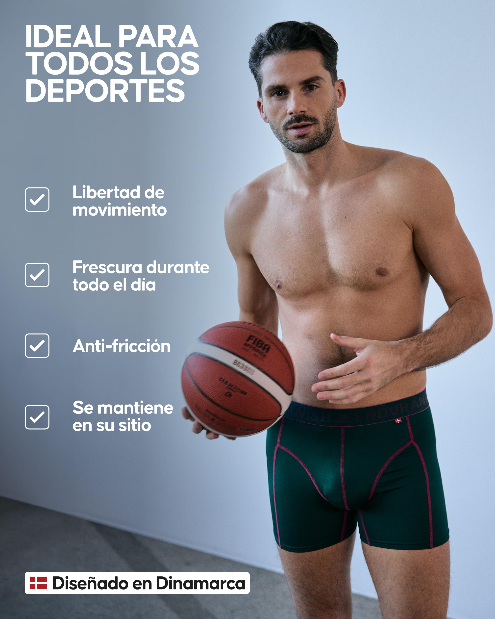 DANISH ENDURANCE Calzoncillos Hombre Boxer Deportivos, Ajustados y Transpirables, Ropa Interior Deportiva Hombre, Pack de 6