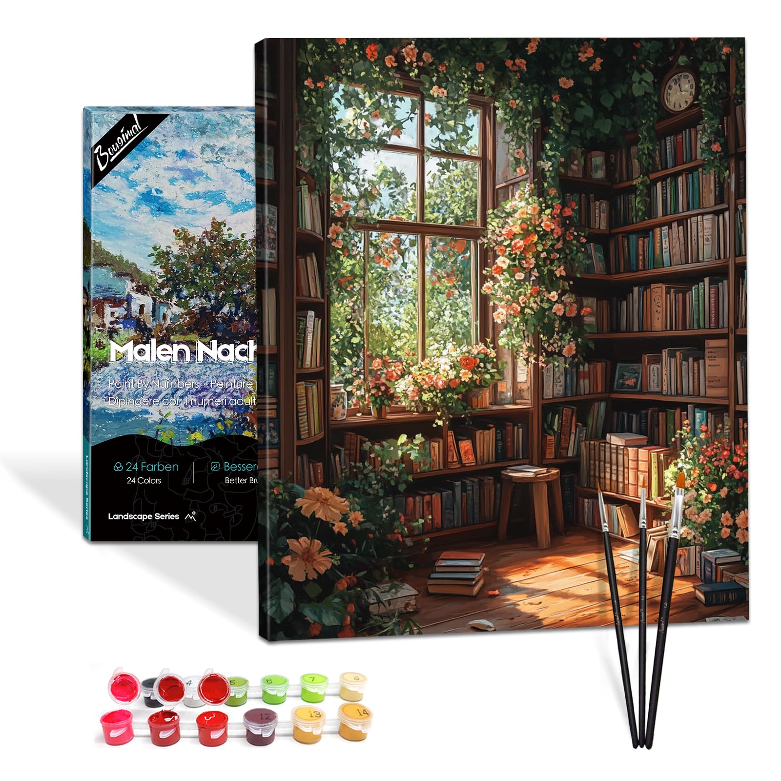 Bougimal Pintura por Números Adultos Paisaje con Pinceles y Pinturas Acrílicas - 40 x 50 cm, Sin marco, Librería 2 — view 27
