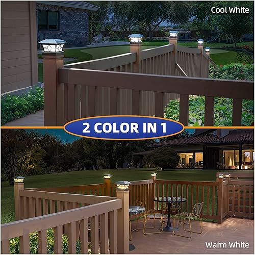 Miniatura 2 de APONUO Luces solares de poste de 4 x 4 de 1000 mAh, luces solares para postes de 2 modos de color, luces solares para postes de 4 x 4, 6 x 6