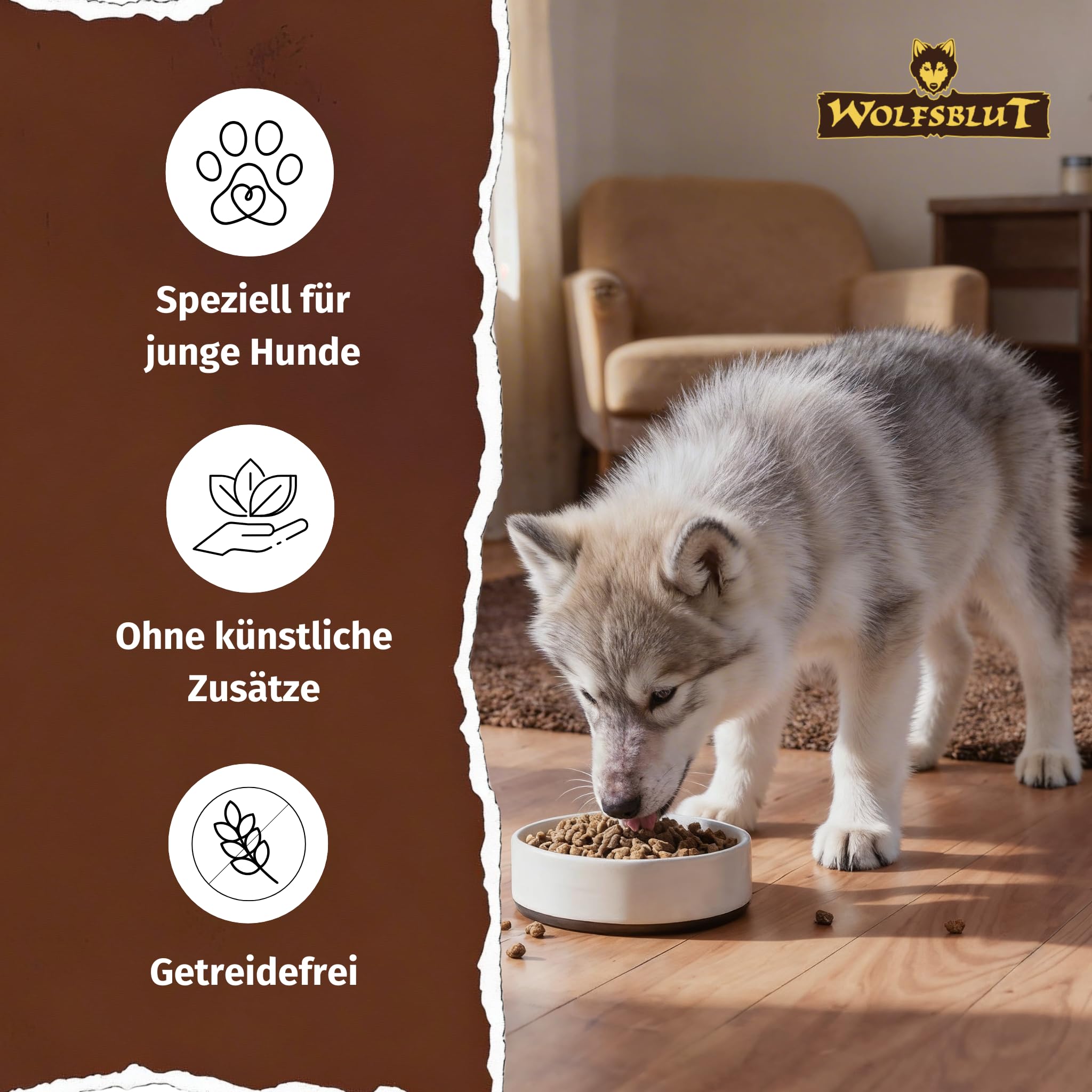 WOLFSBLUT – Wild Duck Puppy | Trockenfutter mit natürlichen Zutaten und wertvollen Superfoods für heranwachsende Hunde. Getreidefreies Alleinfutter ohne Zusatzstoffe im Beutel | 12,5kg Ente