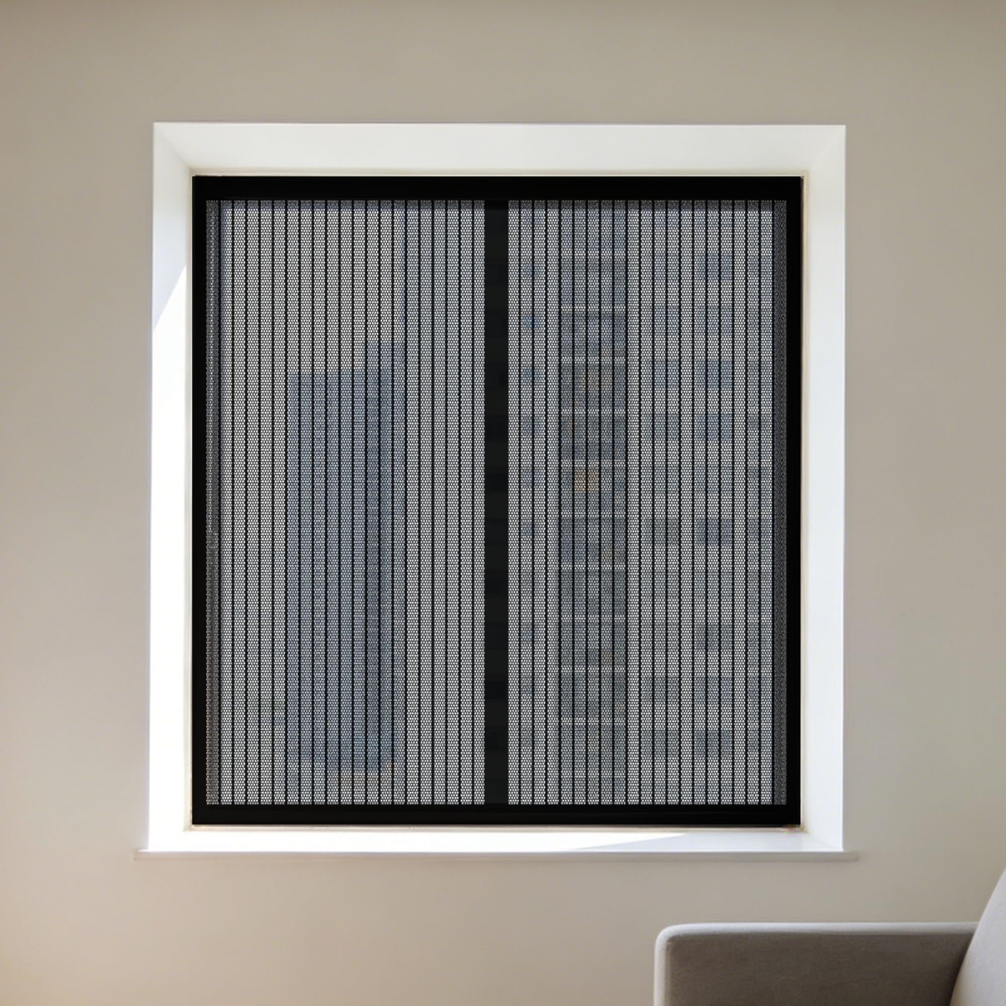 DIY Adjustable Magnetic Fly Screen 165 x 145 cm with Selfadhesive No Drilling Fly Screen for Windows Custom Size for Living Room Bedroom Offfice, Black