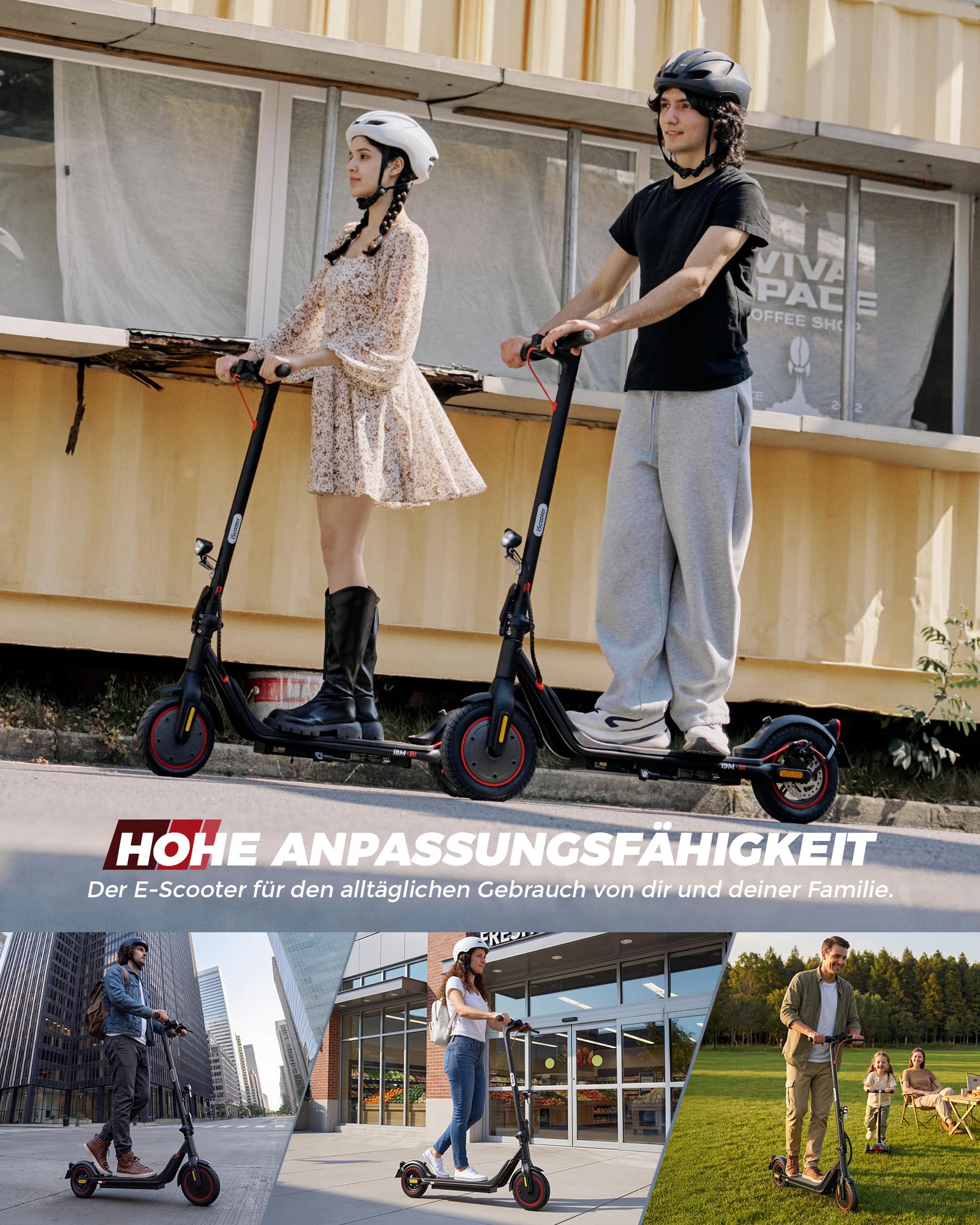 ABE skuter elektryczny z dopuszczeniem do ruchu drogowego dla dorosłych, silnik o mocy maks. 500 W, zasięg od 25 do 30 km, do poruszania się i odkrywania bez wysiłku, z aplikacją