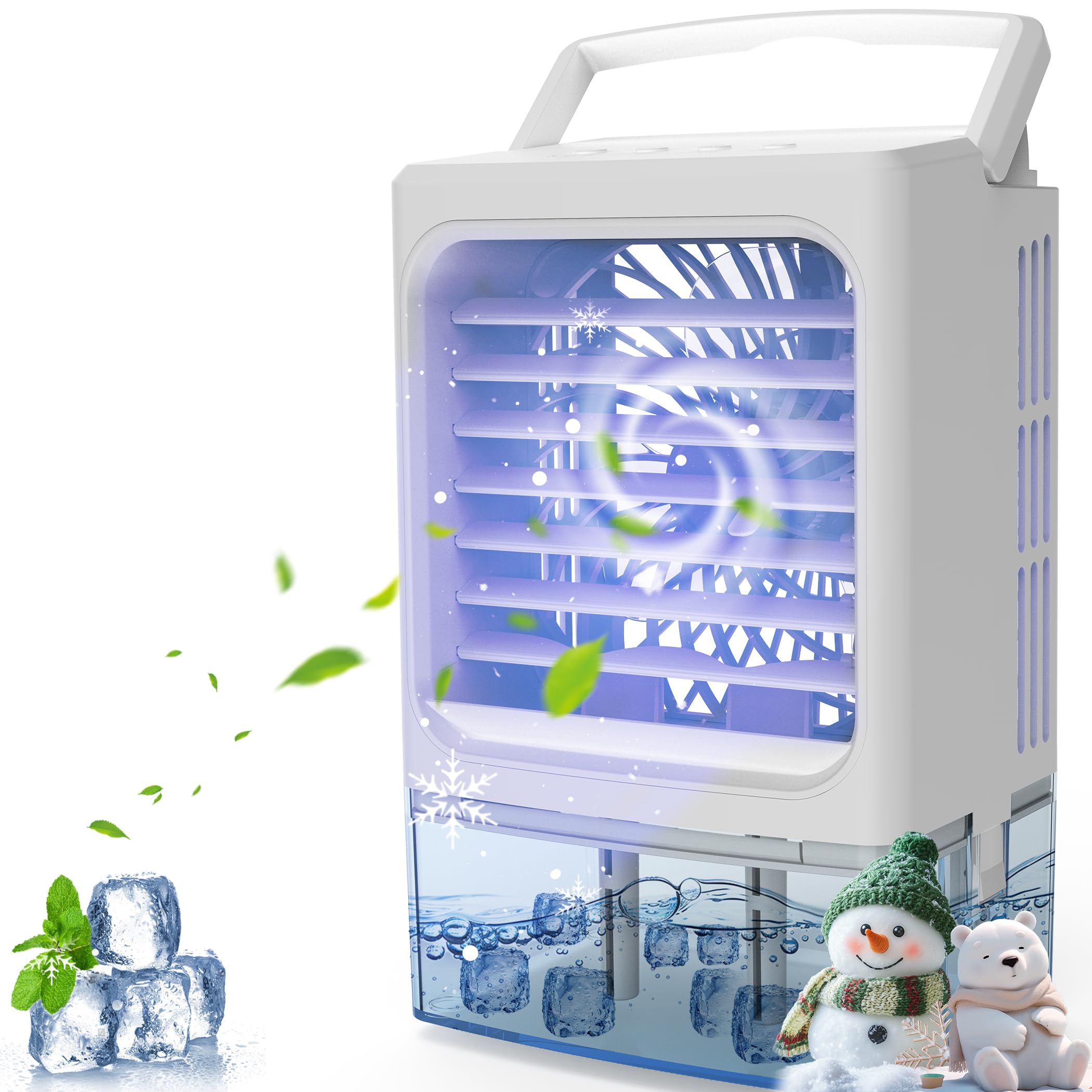 Portable Air Conditioners 900mL Evaporative Air Cooler with 3 Speeds 7-Color Night Lights Cool Mists 2 4H-Timer Small