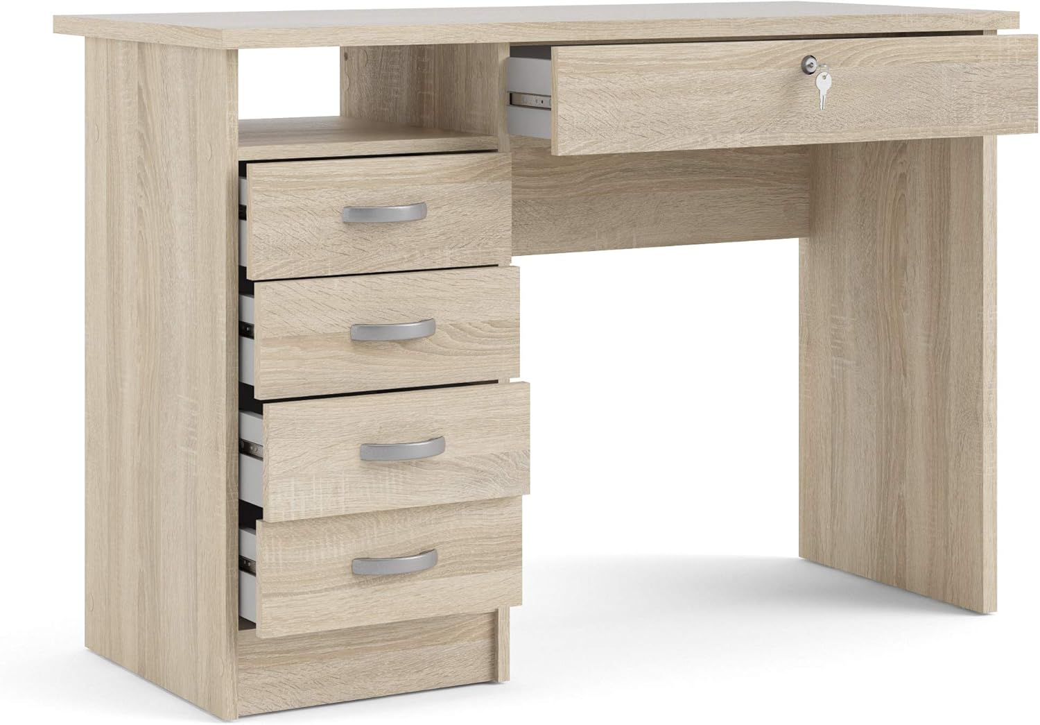 Tvilum, Oak Structure Walden Desk with 5 Drawers