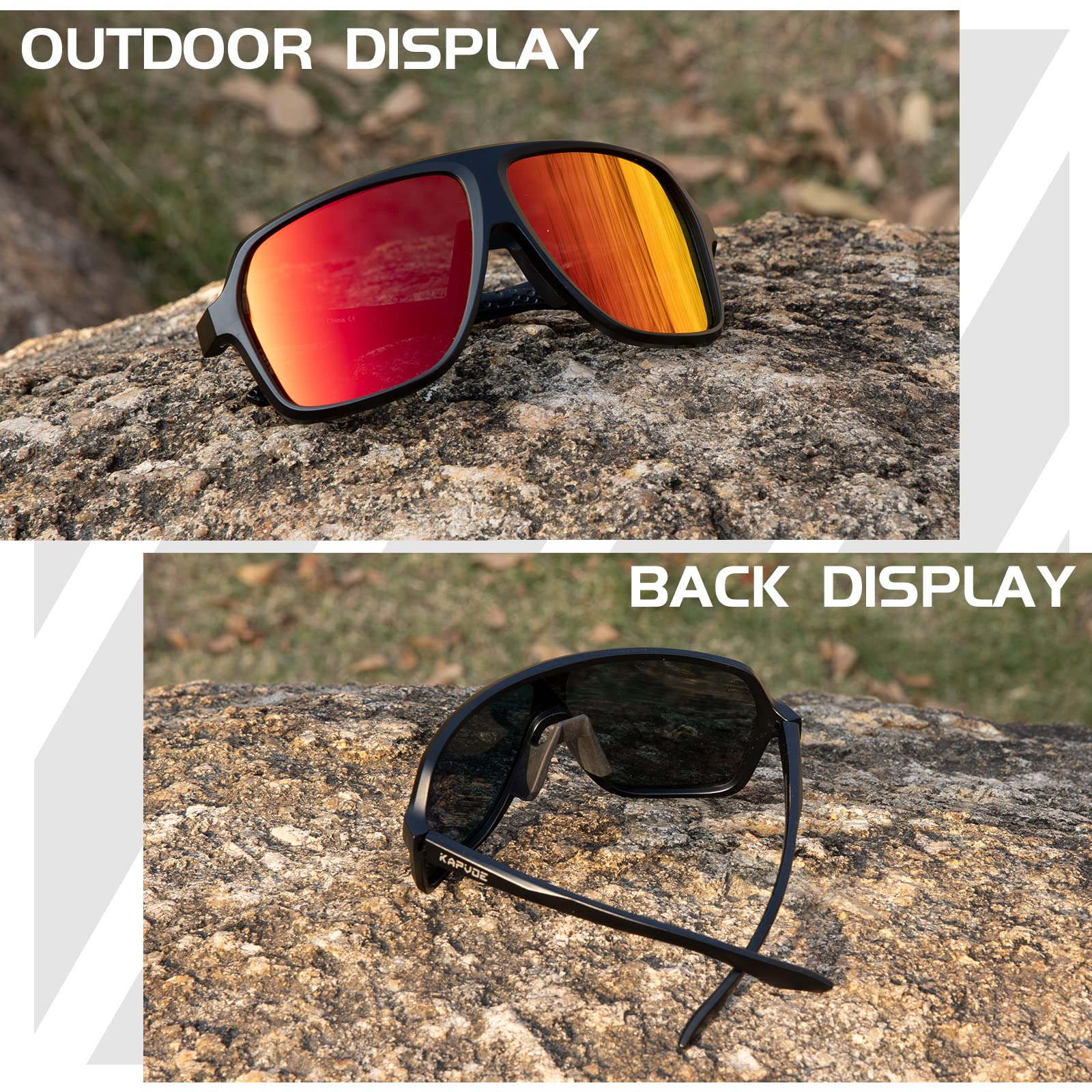 Lunettes De Cyclisme Polarisées KAPVOE – UV400, Monture TR90, Nez Ajustable, Pour VTT Et Sport
