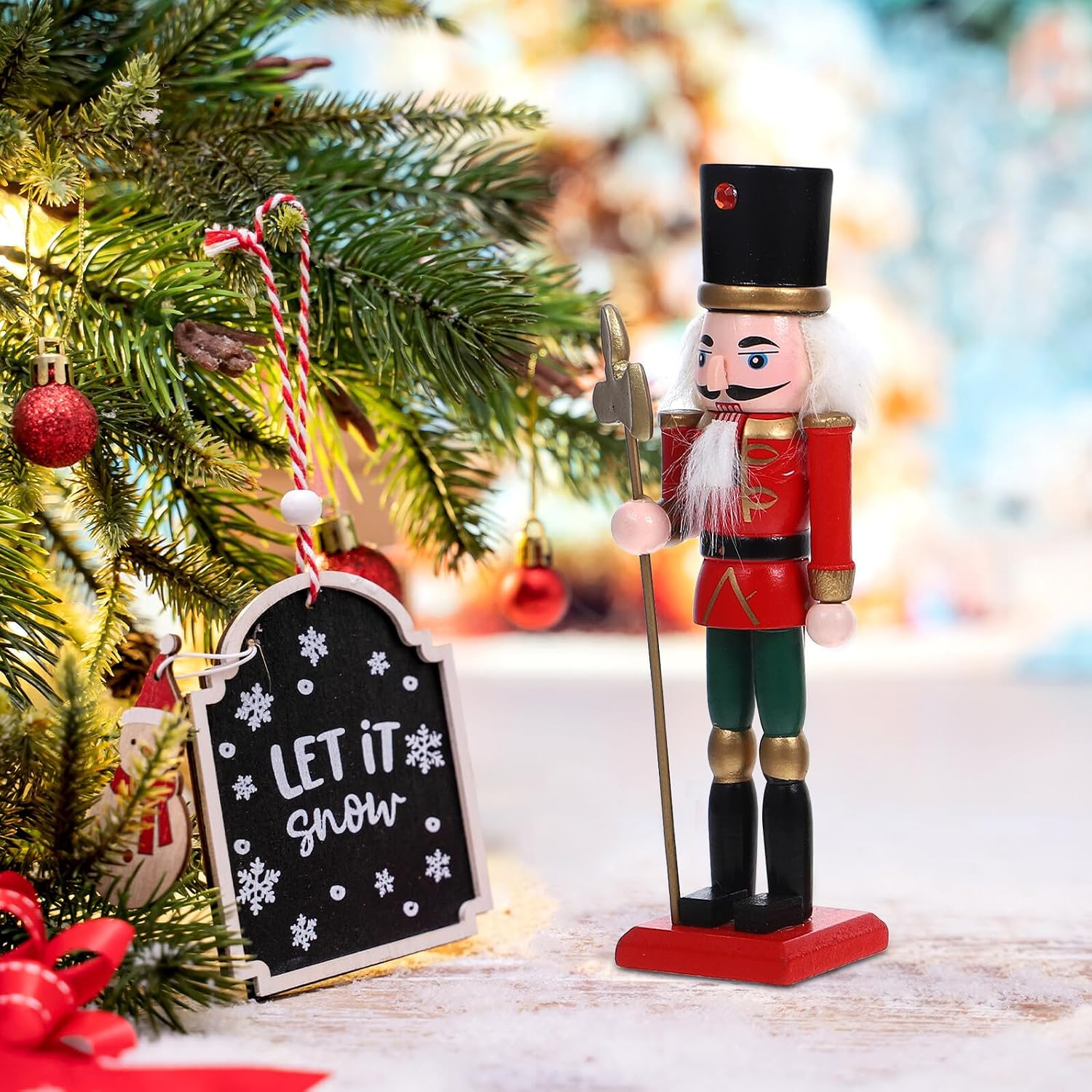 UKCOCO 4pcs Christmas Nutcracker Soldier Figurines Set Traditional Nutcracker Decor for Xmas Table and Home Seasonal Decoration
