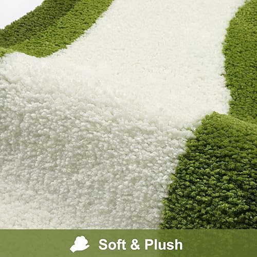 Miniatura 3 de HAOCOO Alfombra de baño verde 20x31 pulgadas, alfombra suave antideslizante de gradiente de forma irregular para decoración de baño, alfombra de