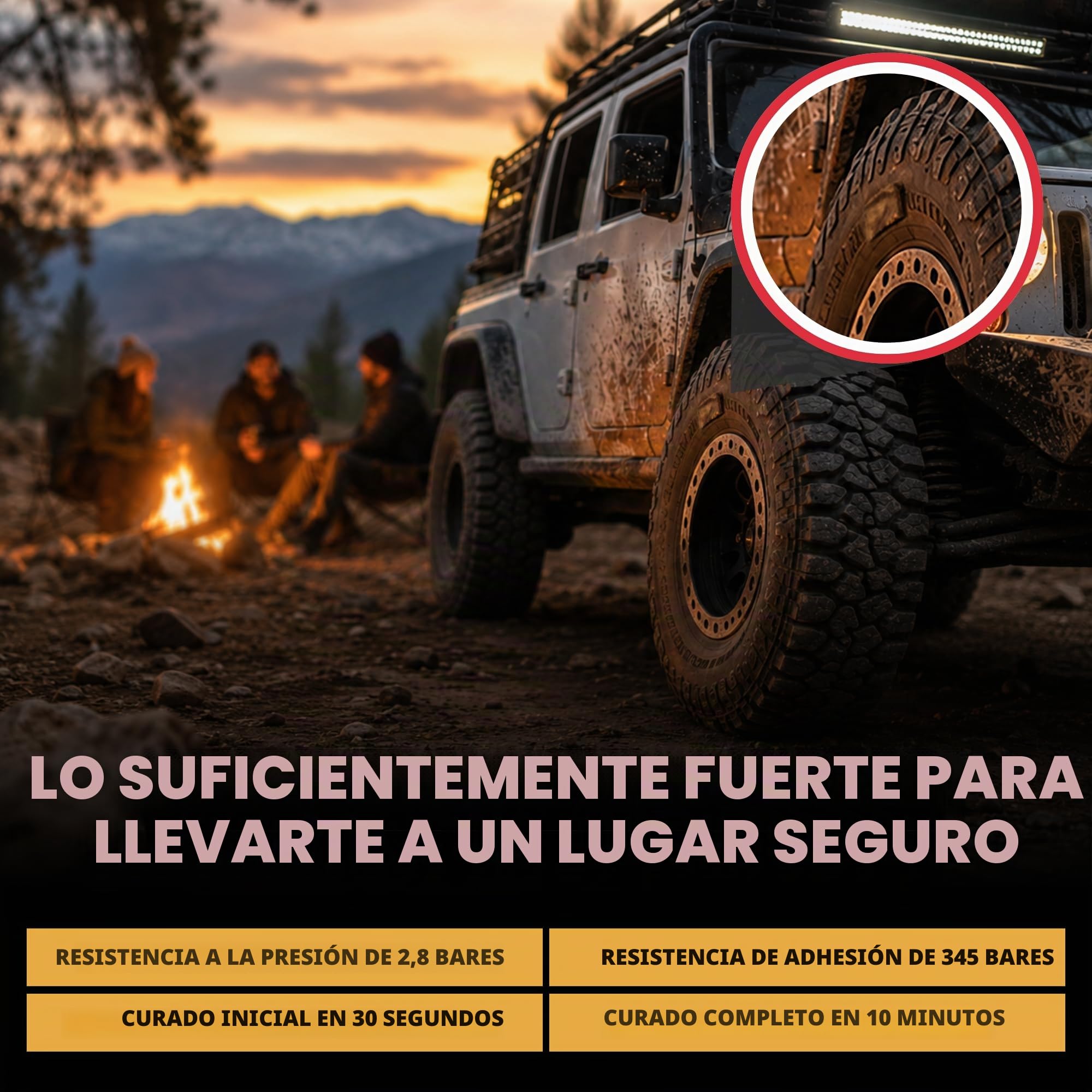 GlueTread - Kit de conexión externa para neumáticos sin cámara, sin necesidad de quitar el neumático, el kit incluye suficiente material para reparar 4 neumáticos, kit de reparación de pared lateral