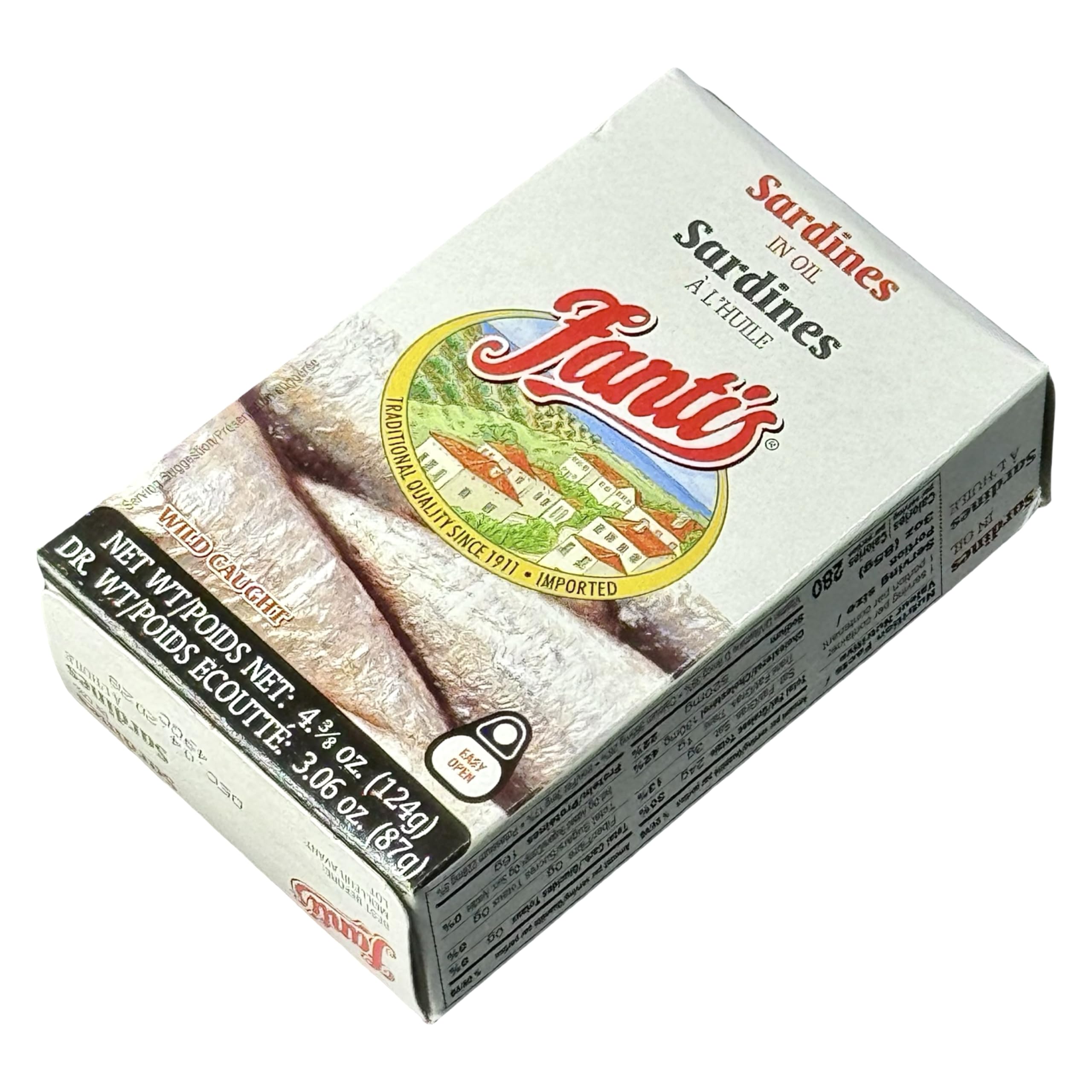 Fantis – Sardines in Oil – Wild-Caught, Premium Quality Spanish Sardines, Keto-Friendly, Ready to Eat, High Protein Seafood Snack, 4.375 oz, Pack of 6